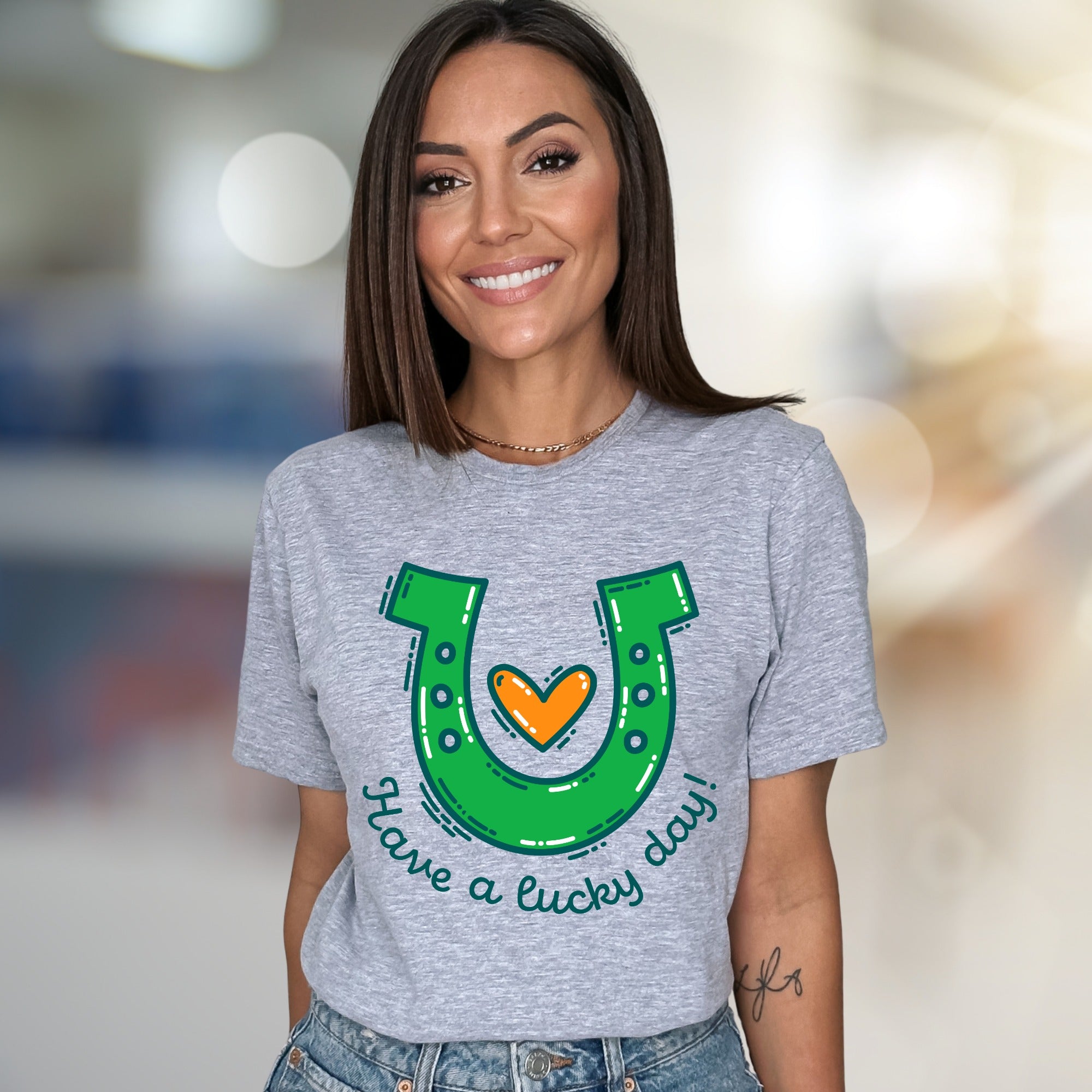 "Have a Lucky Day!" Horseshoe Graphic Tee, a St. Patrick's Day Pick for Everyone
