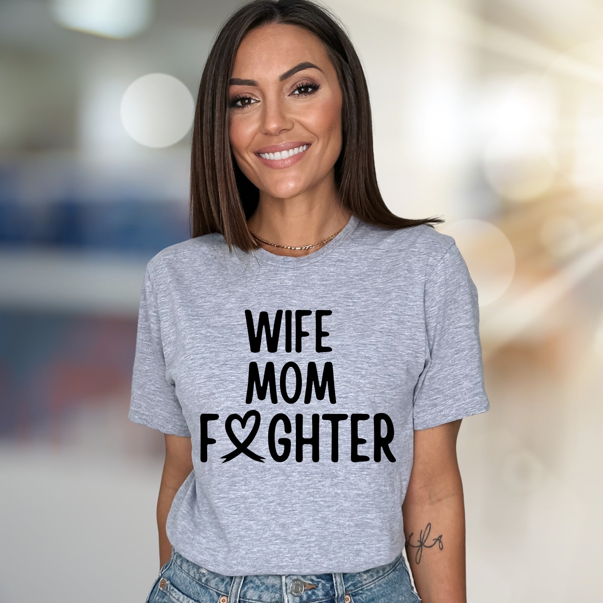 "WIFE MOM FIGHTER" Empowerment Graphic Tee, a Strength-Inspired Pick for Warriors
