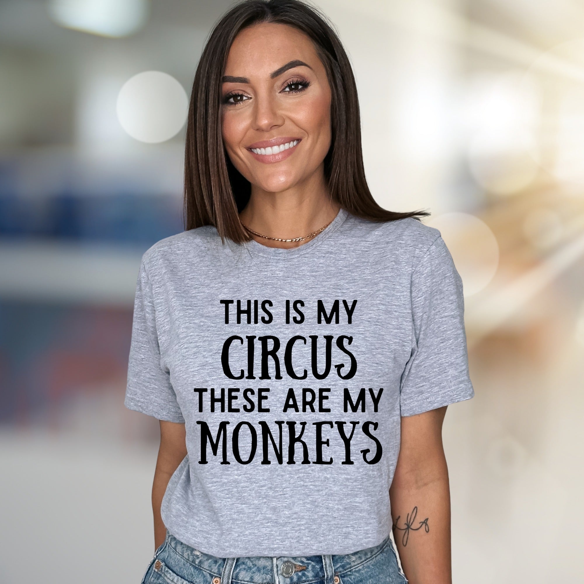 "THIS IS MY CIRCUS THESE ARE MY MONKEYS" Humorous Graphic Tee, a Witty Pick for Bosses