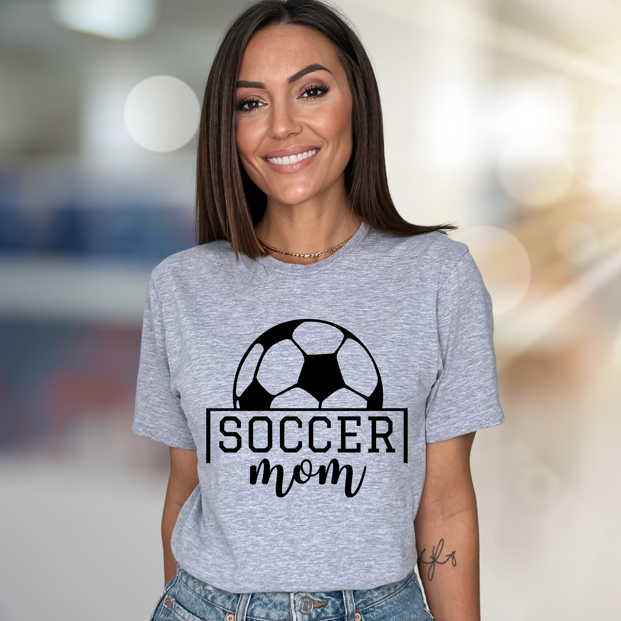 "SOCCER Mom" Sports Fan Graphic Tee, a Lifestyle Pick for Dedicated Guardians