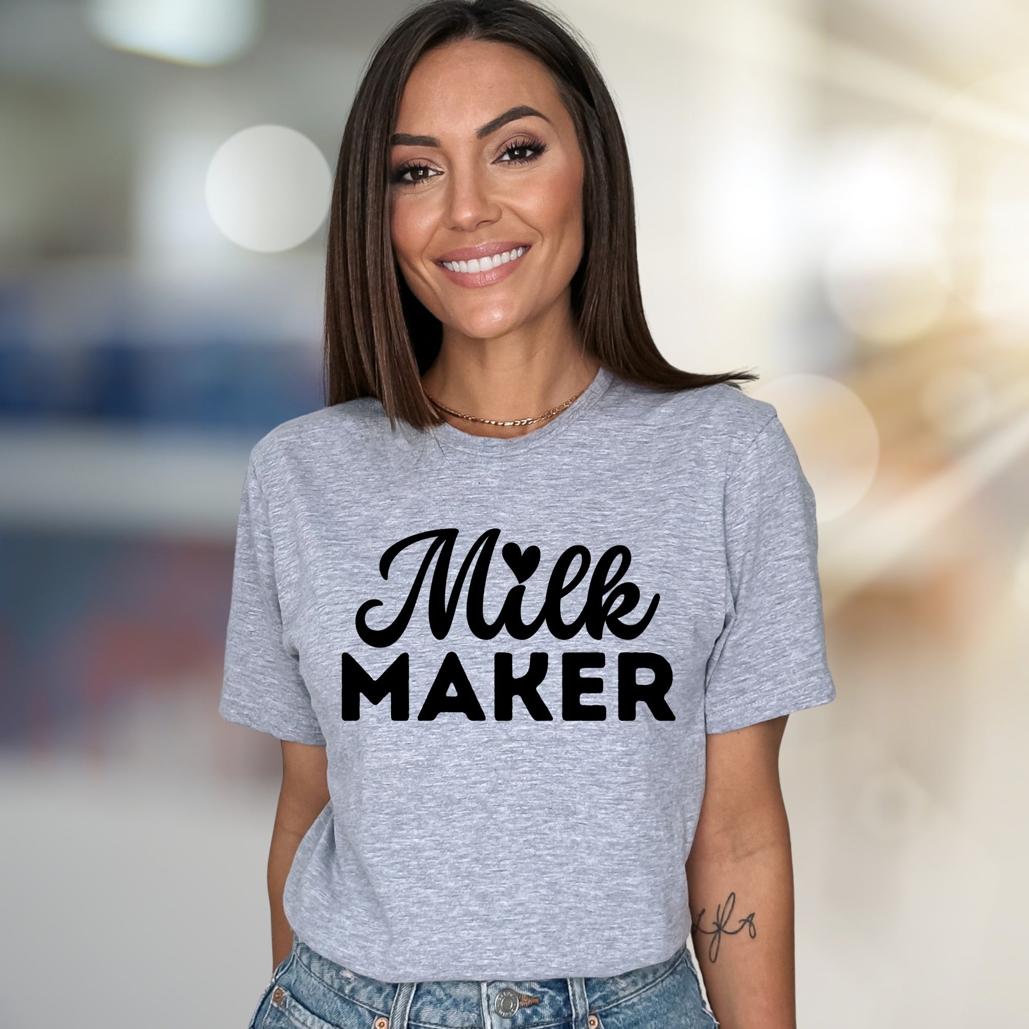 "Milk Maker" Cute Motherhood Graphic Tee, a Pregnancy & New Mom Pick for Her
