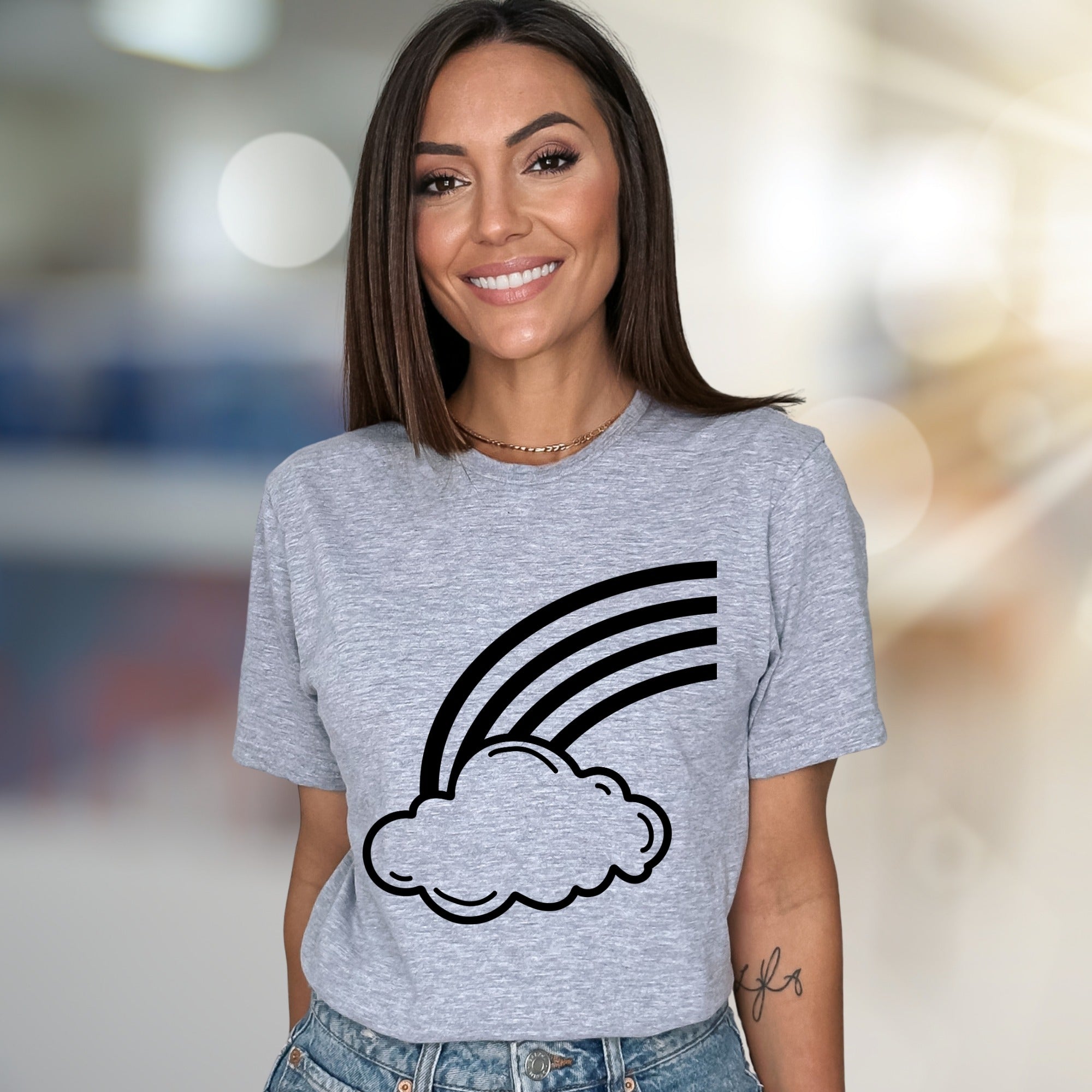 Cloud and Rainbow Graphic Tee, a Whimsical Pick for Dreamers