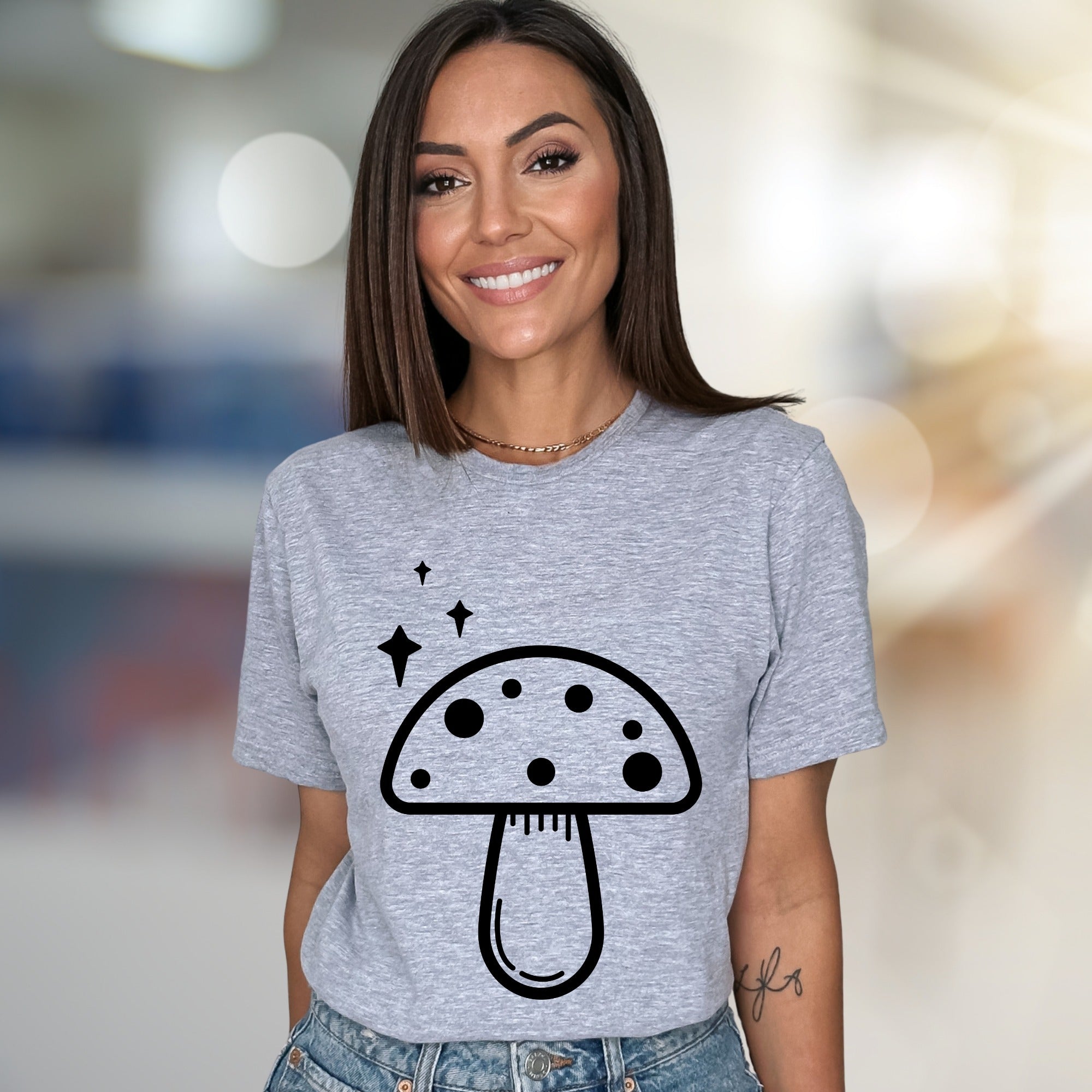 Enchanted Mushroom & Stars Graphic Tee, a Whimsical Pick for Nature Lovers