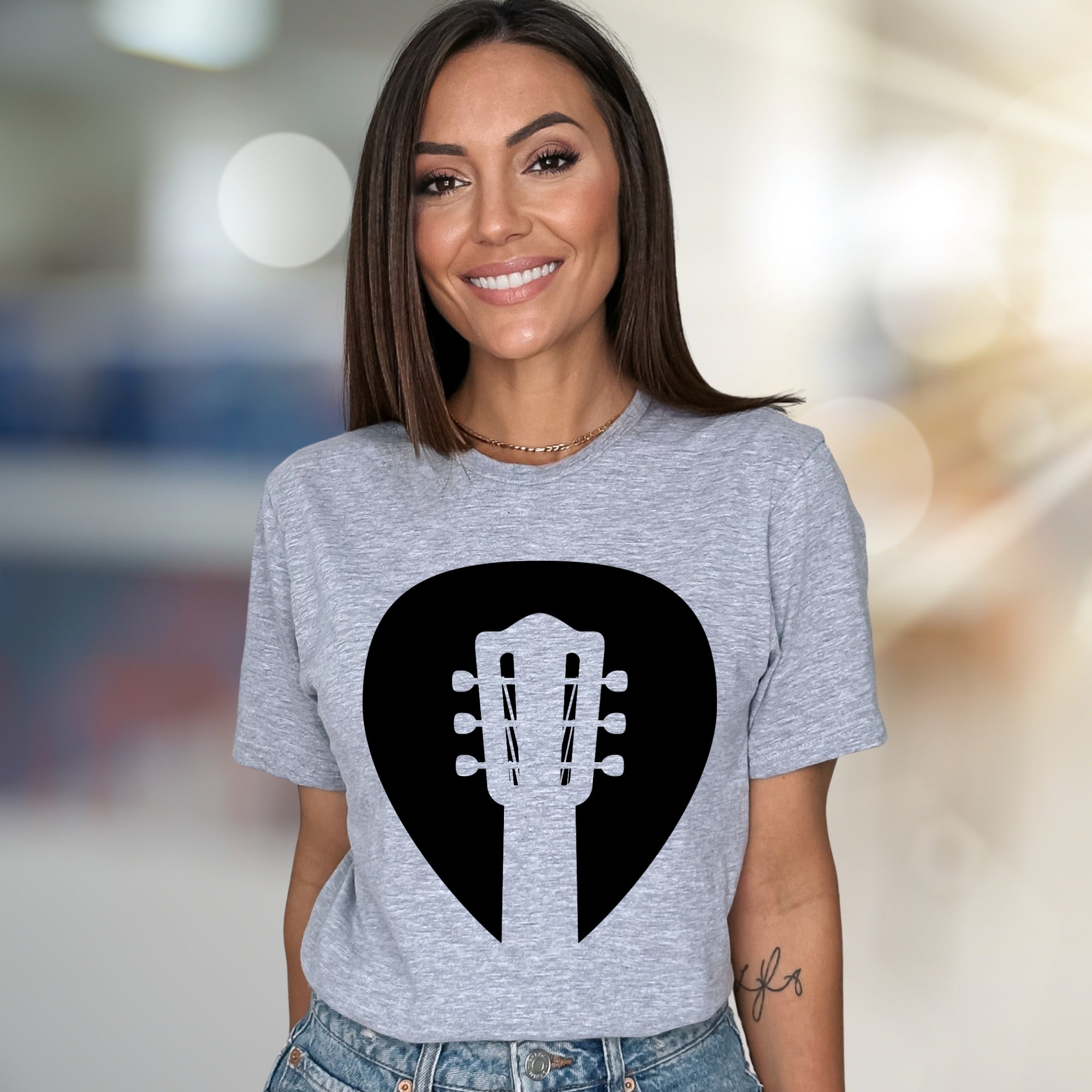 Guitar Headstock Pick Music Graphic Tee, a Musician's Essential for Casual Wear