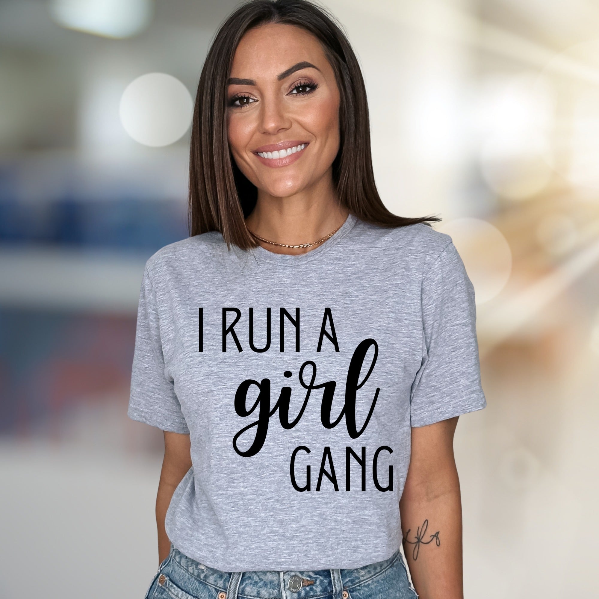 "I Run a Girl Gang" Bold Script Graphic Tee, a Statement Pick for Her