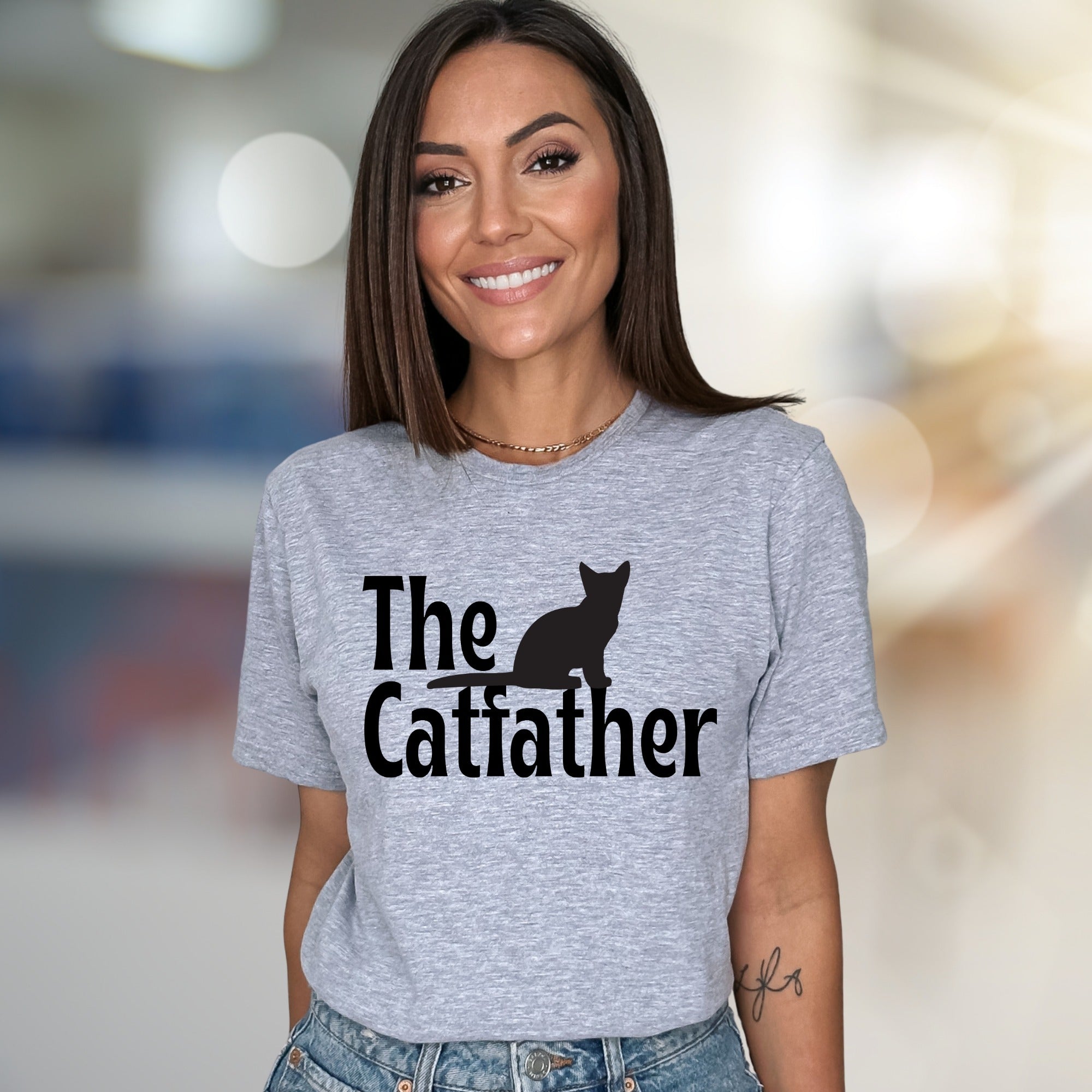 "The Catfather" Whimsical Cat Graphic Tee, a Feline Fan's Pick for Everyday Style