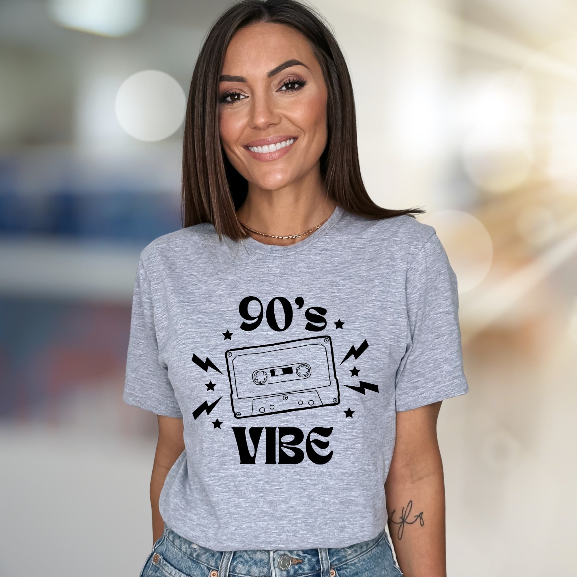 "90's VIBE" Retro Cassette Graphic Tee, a Nostalgic Pick for Music Lovers