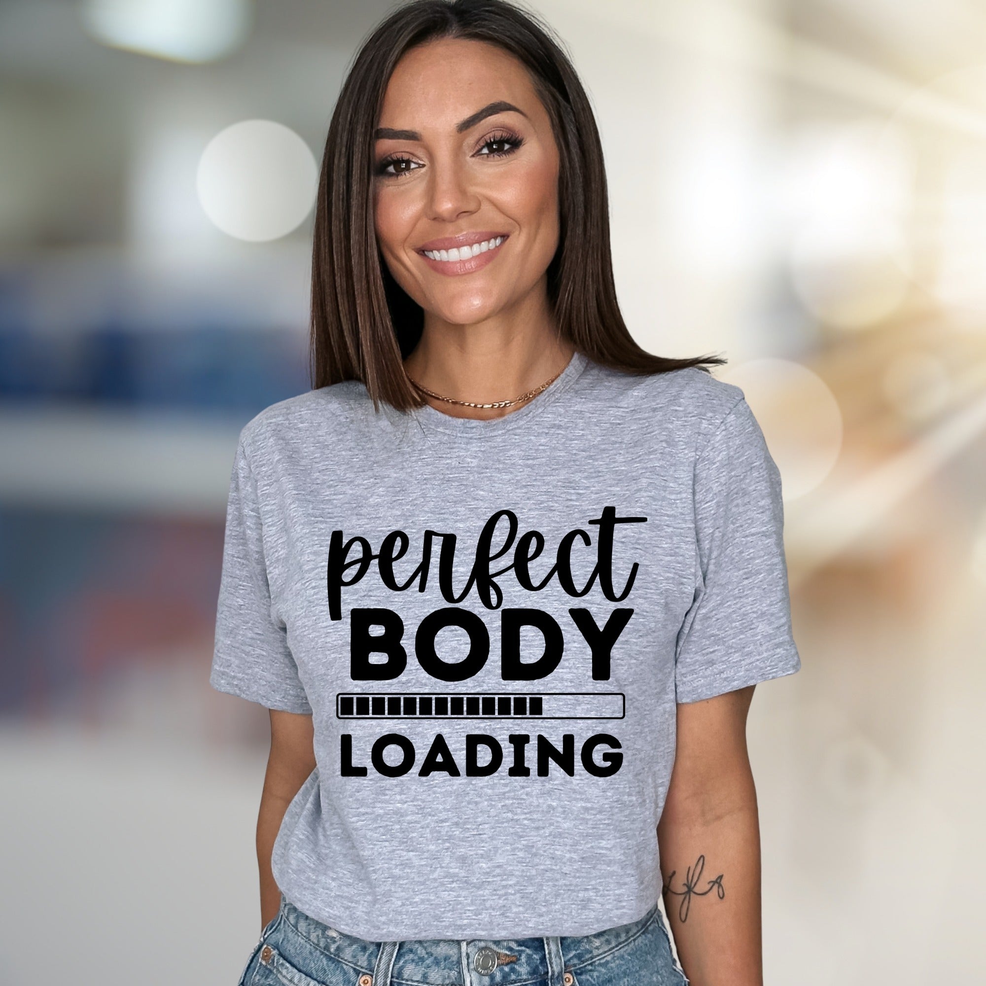 "Perfect Body Loading" Fitness Graphic Tee, a Motivational Pick for Enthusiasts