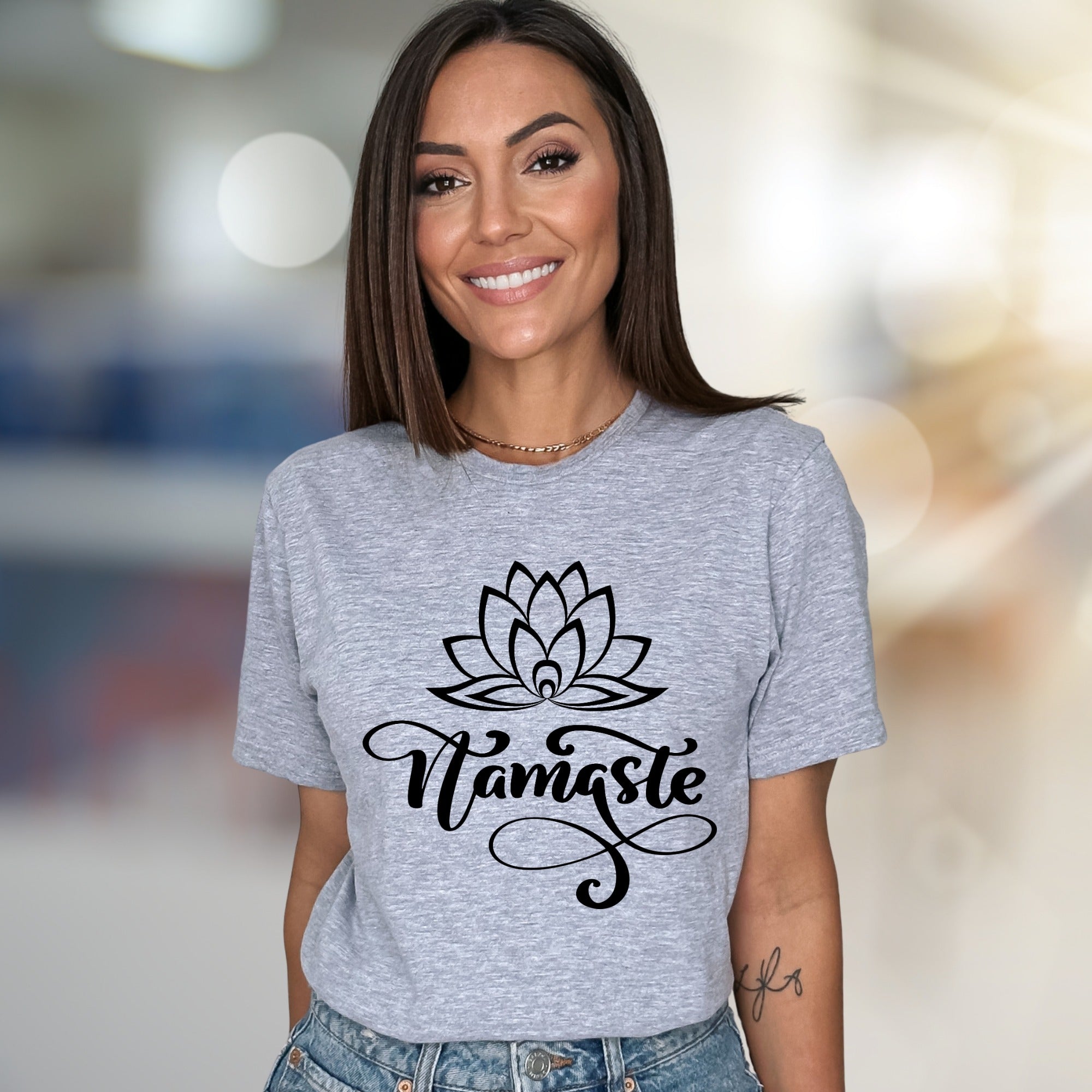 "Namaste" Lotus Flow Graphic Tee, a Zen Lifestyle Pick for Spirituality Lovers