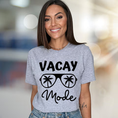 "Vacay Mode" Tropical Sunglasses Graphic Tee, a Relaxed Beach Pick for Travelers