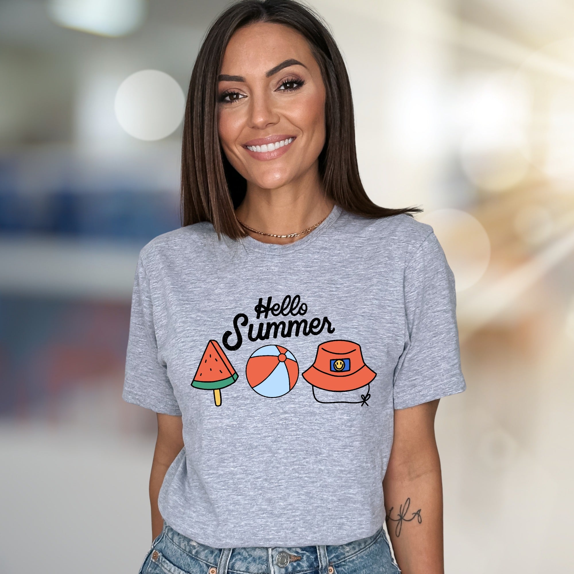 "Hello Summer" Beach Day Graphic Tee, a Vacation Vibe Pick for Summer Lovers