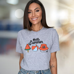 "Hello Summer" Beach Day Graphic Tee, a Vacation Vibe Pick for Summer Lovers