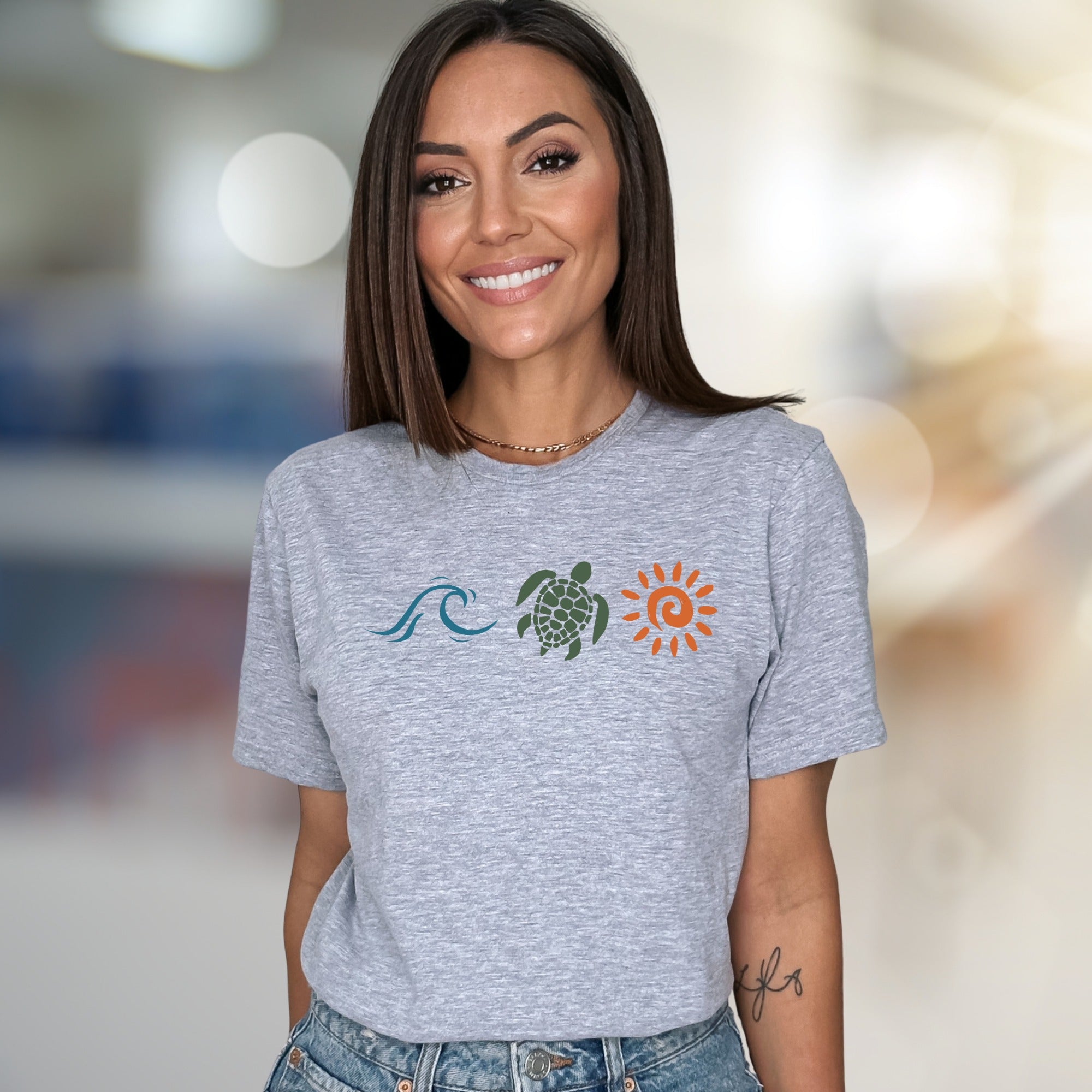 Wave Turtle Sun Graphic Tee, A Beach Vibe Pick for Ocean Lovers