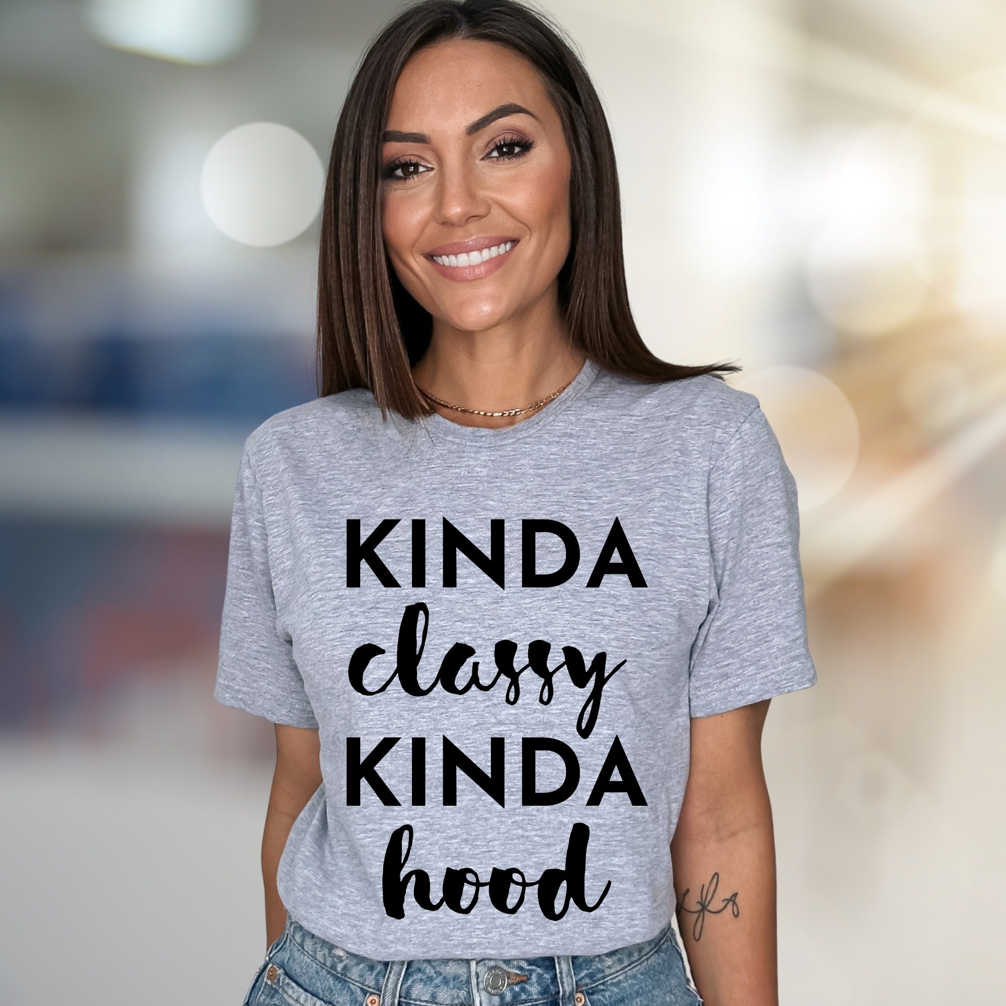 "KINDA Classy KINDA Hood" Vibe Graphic Tee, a Bold Statement for Modern Style