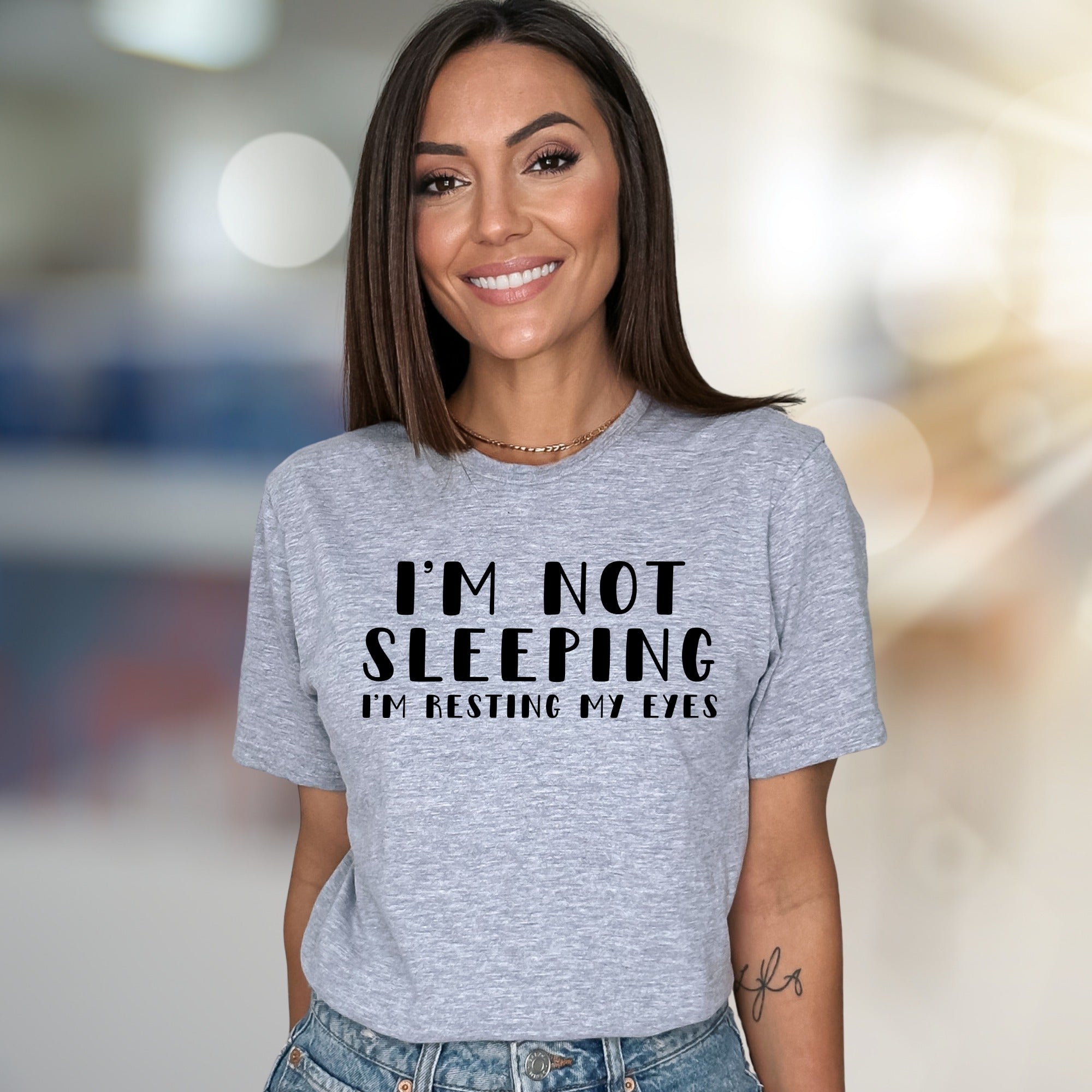 "I'm Not Sleeping I'm Resting My Eyes" Funny Quote Graphic Tee, a Witty Statement Piece for Casual Wear