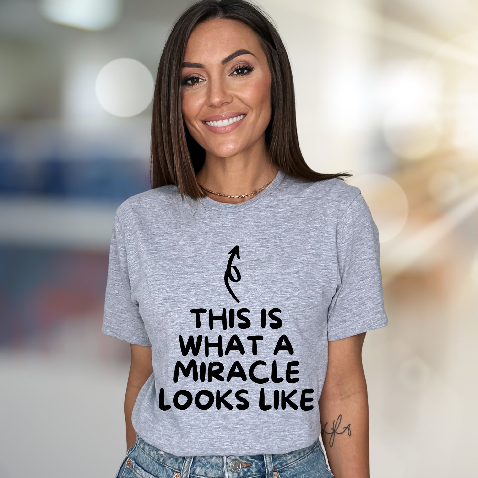 "THIS IS WHAT A MIRACLE LOOKS LIKE" Inspirational Graphic Tee, a Heartfelt Pick for New Parents