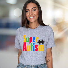 "Super Autism" Colorful Puzzle Tee, a Supportive Graphic Pick for Advocates