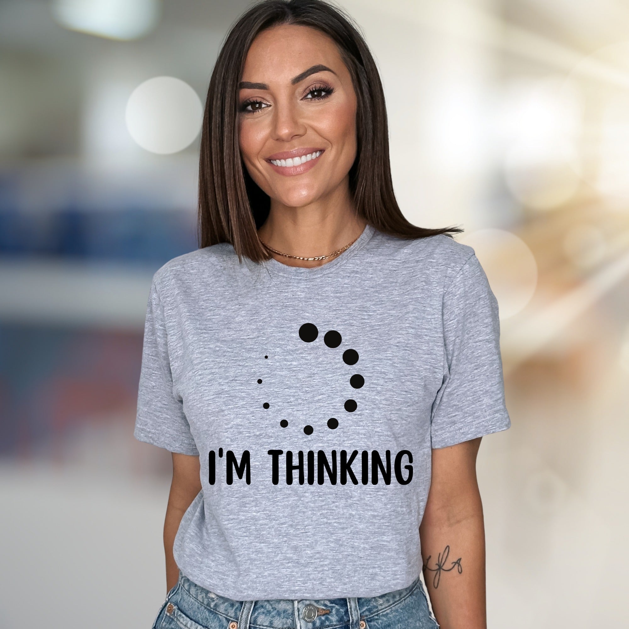 "I'M THINKING" Loading Circle Graphic Tee, a Quirky Pick for Tech Lovers
