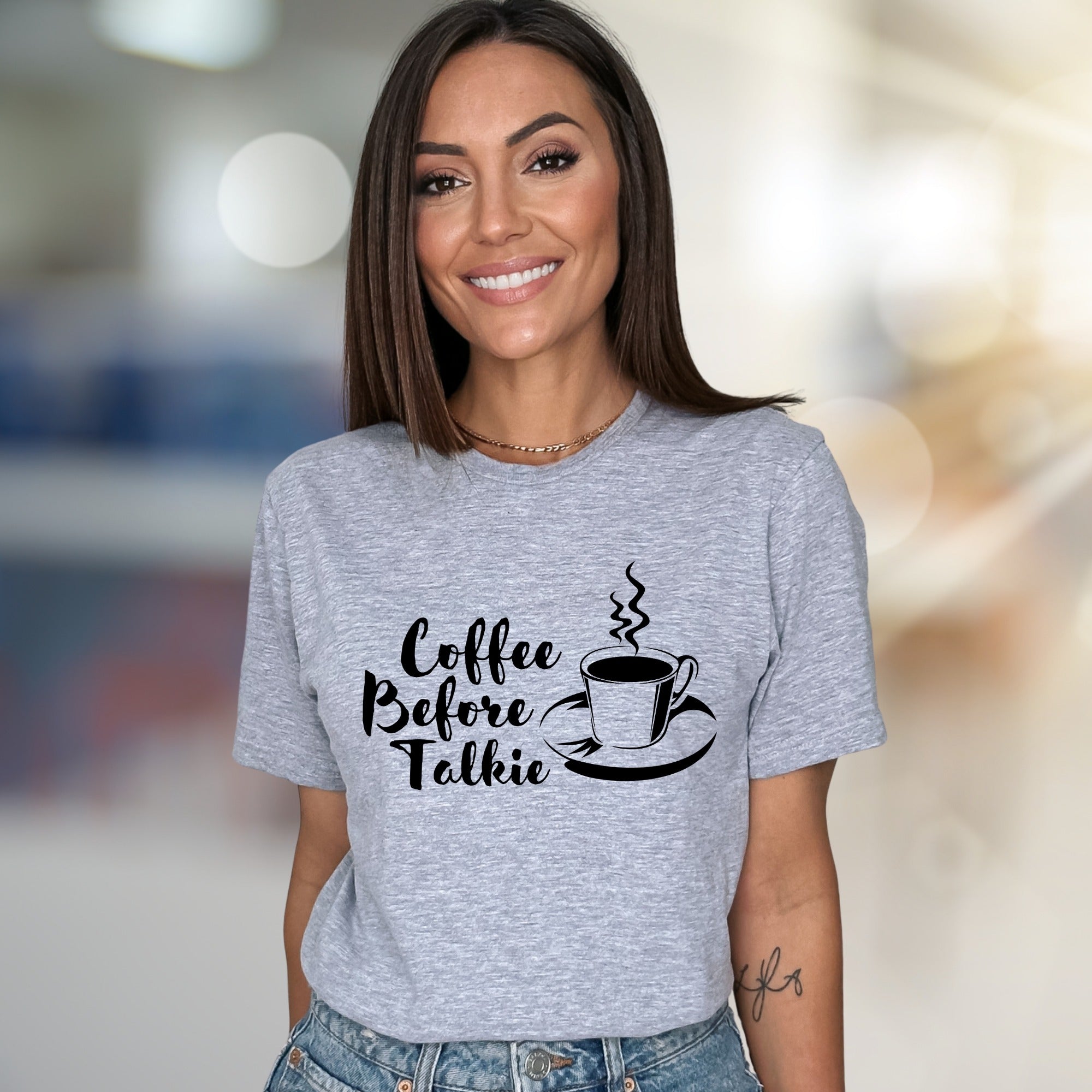 "Coffee Before Talkie" Morning Brew Graphic Tee, a Witty Pick for Coffee Lovers