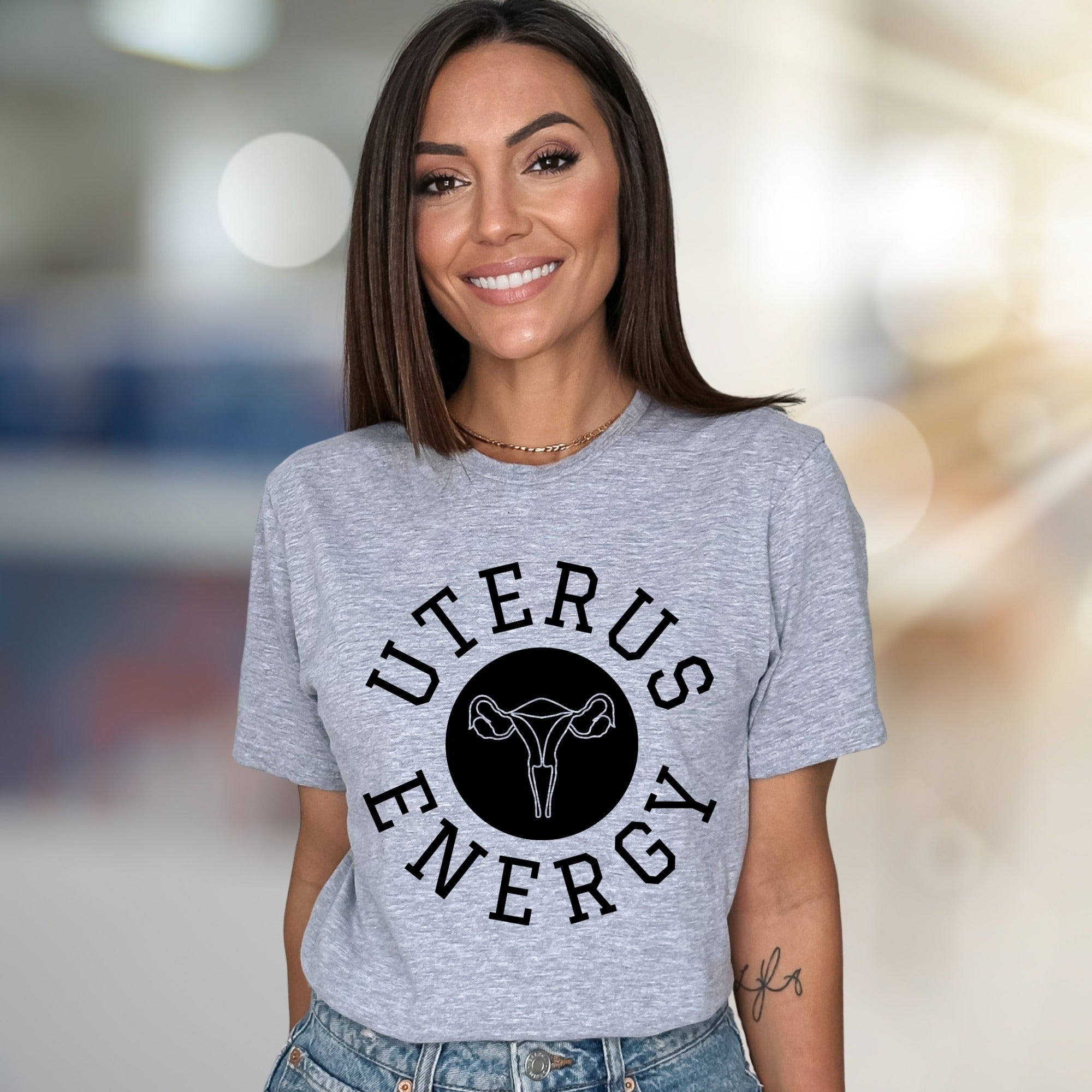 "UTERUS ENERGY" Feminist Statement Graphic Tee, a Bold Pick for Activists