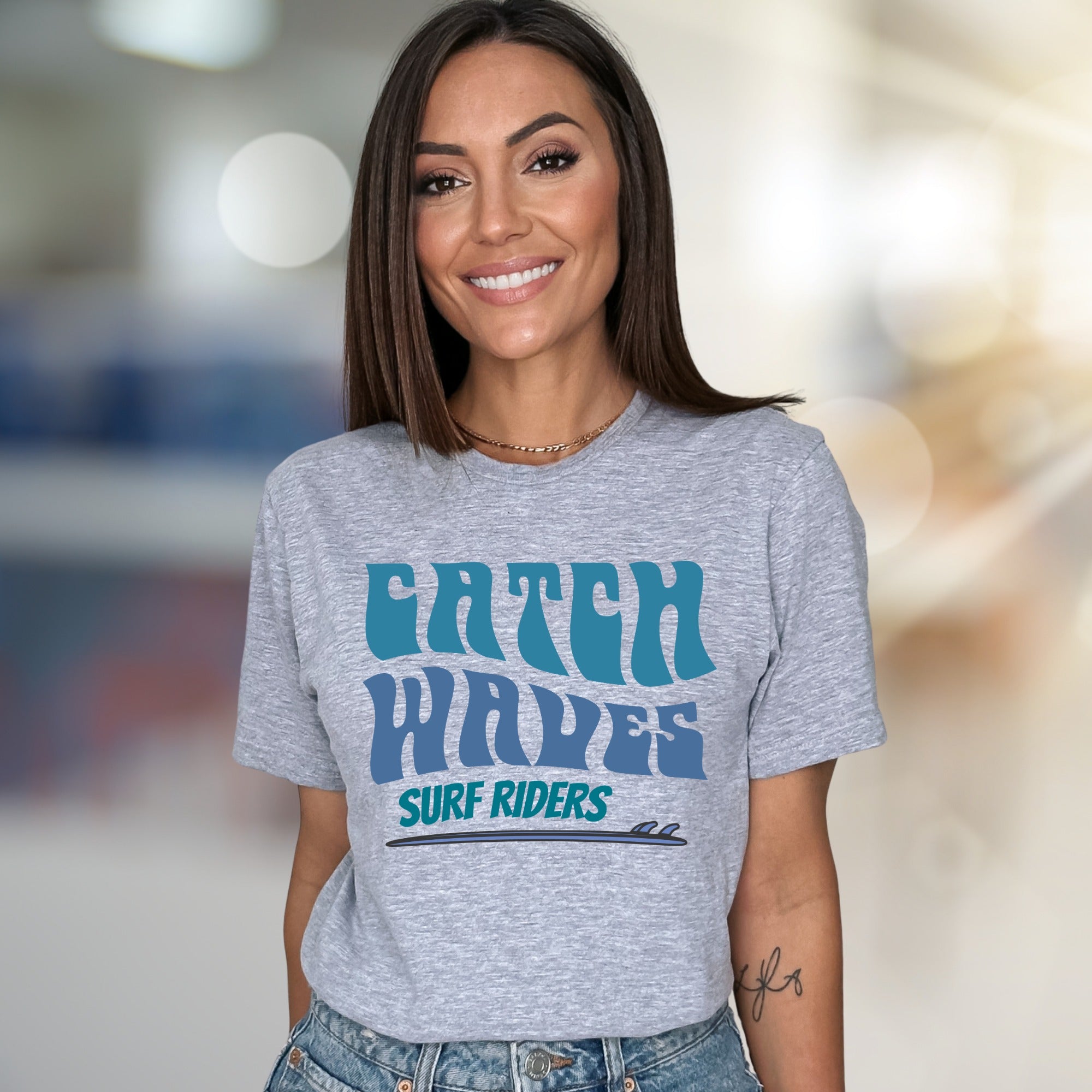 "Catch Waves Surf Riders" Retro Graphic Tee, a Beachy Pick for Ocean Lovers