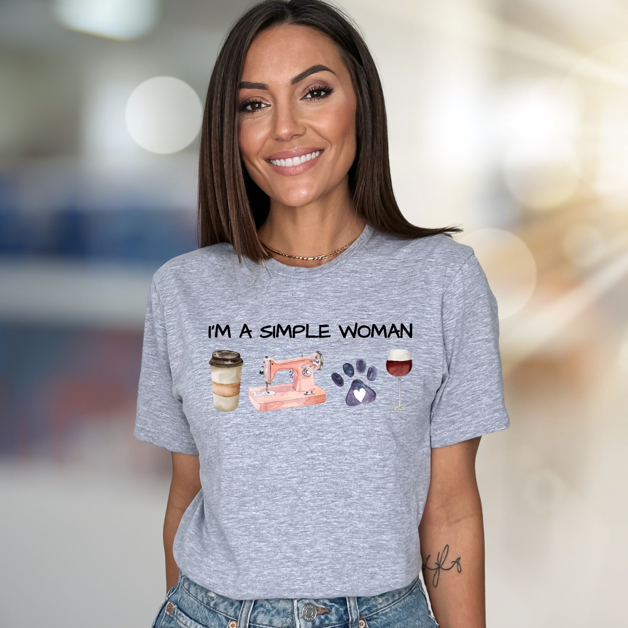 "I'm a Simple Woman" Lifestyle Graphic Tee, a Unique Pick for Her