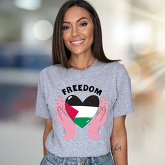 "FREEDOM" Palestine Flag Heart Graphic Tee, a Solidarity Pick for Advocates