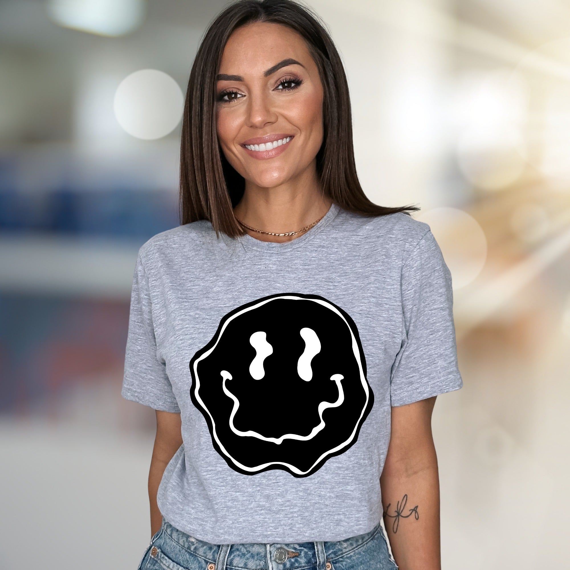 Melty Blob Smiley Face Graphic Tee, a Groovy Abstract Pick for Expressive Souls