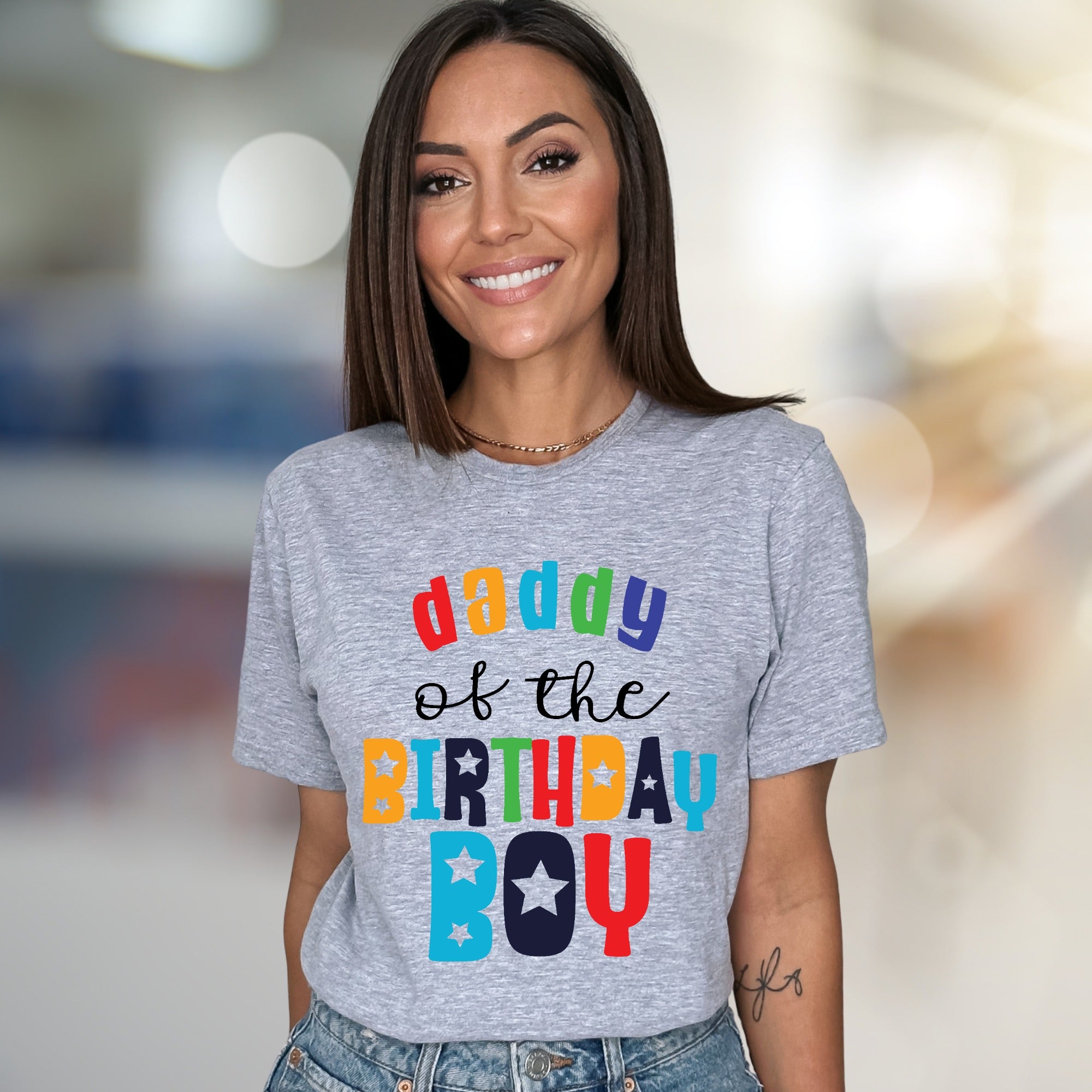 "Daddy of the Birthday Boy" Colorful Graphic Tee, a Celebration Pick for Dads