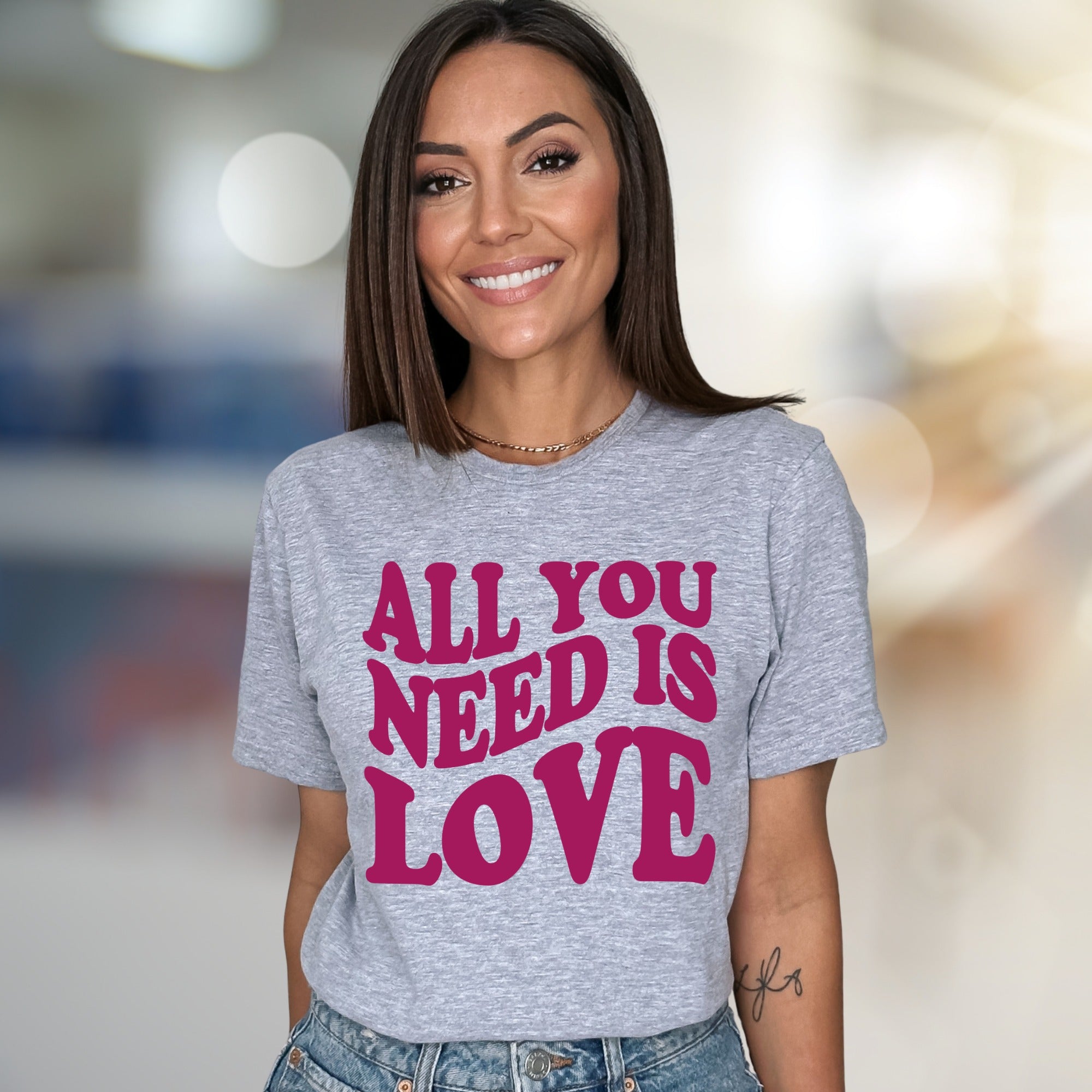 "ALL YOU NEED IS LOVE" Retro Graphic Tee, a Groovy Pick for Peace-Lovers