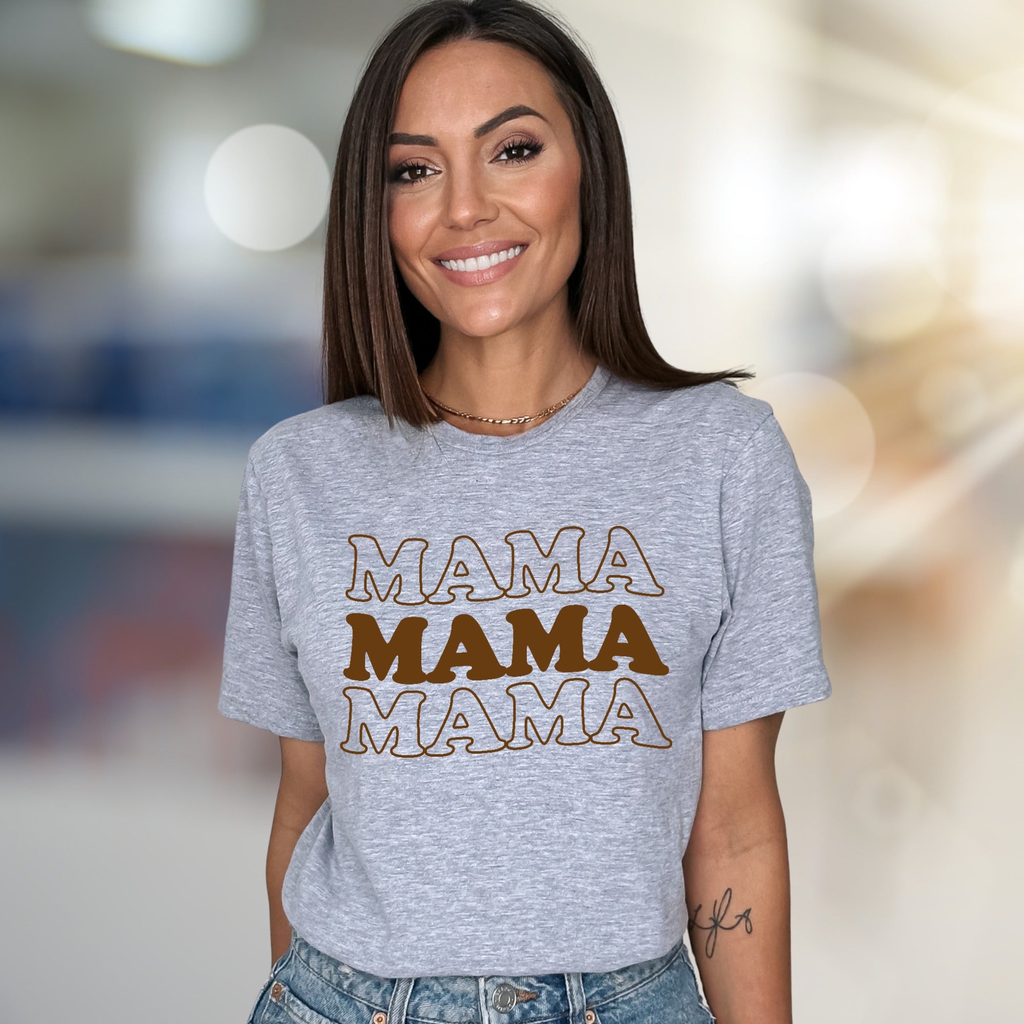 "MAMA MAMA MAMA" Comfort Waves Graphic Tee, a Motherhood Style Pick for Everyday Wear
