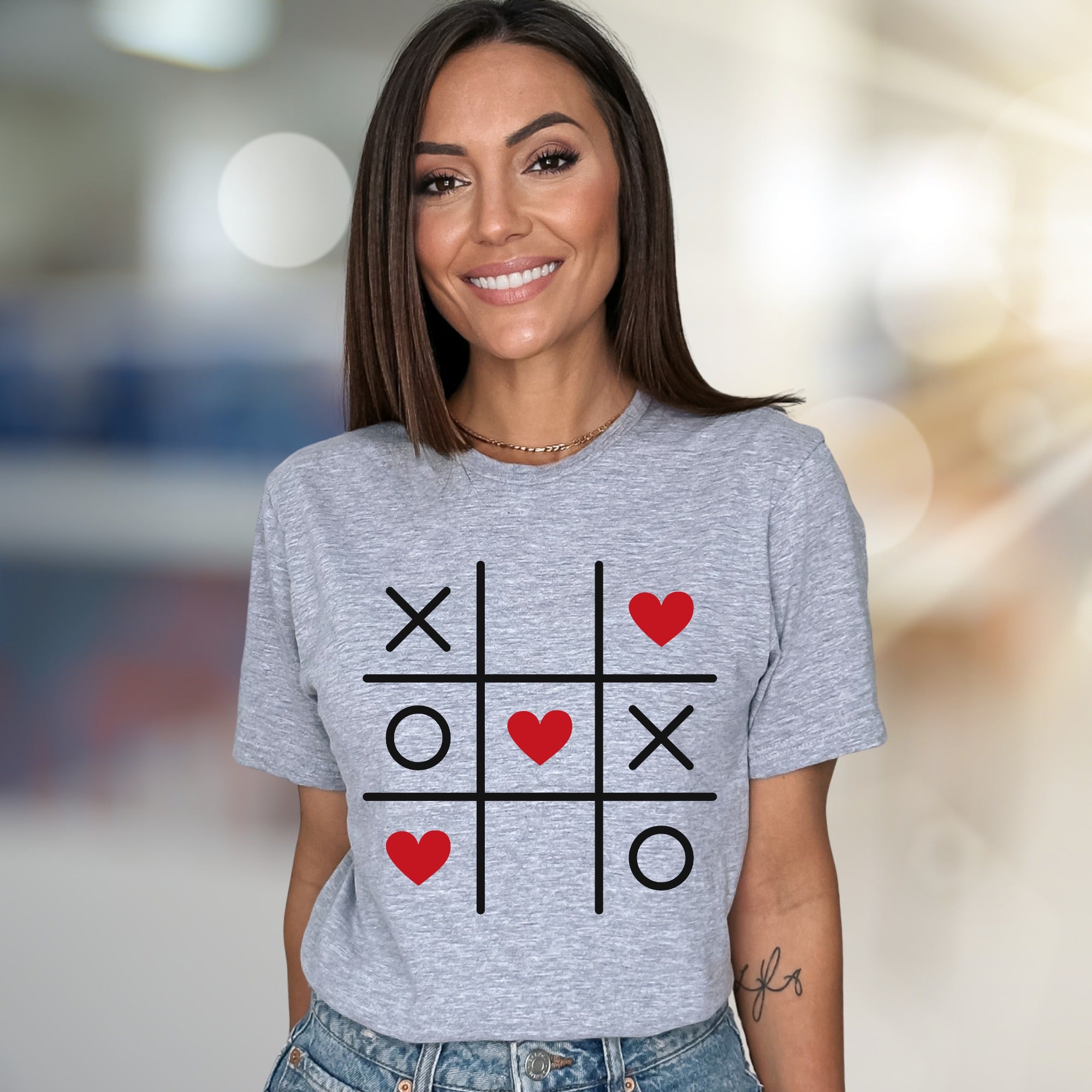 Tic Tac Toe Hearts Game Graphic Tee, A Playful Pick for Romantics