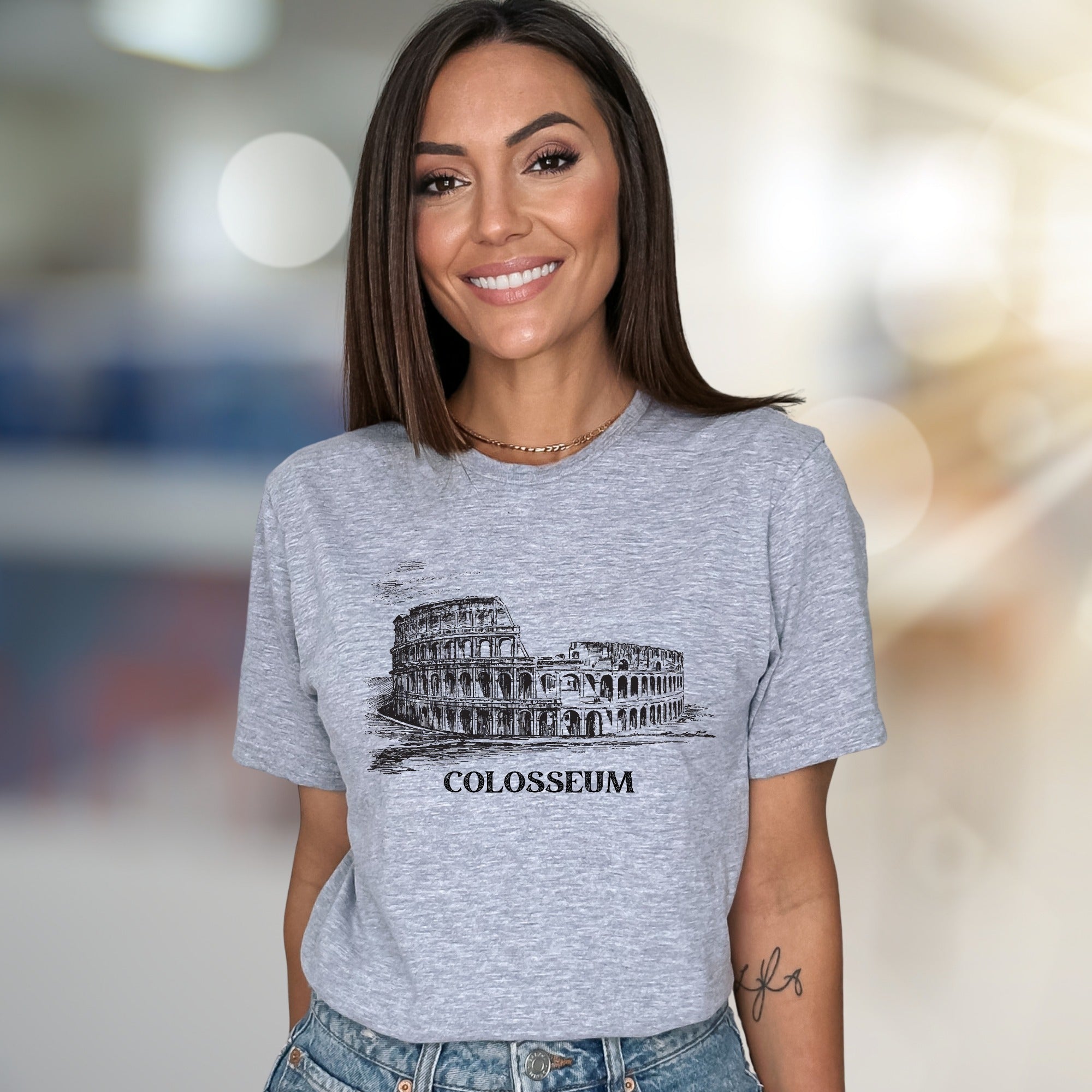 "COLOSSEUM" Roman Landmark Graphic Tee, a Travel Souvenir Pick for History Buffs