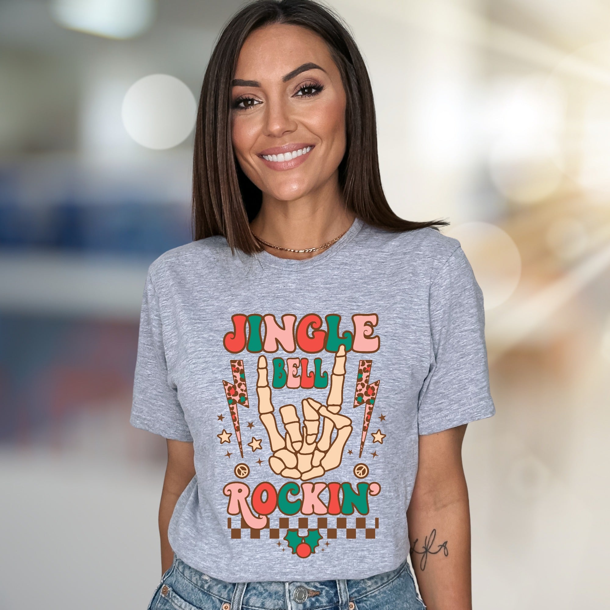 "Jingle Bell Rockin'" Retro Christmas Graphic Tee, a Festive Vibe for Music Lovers