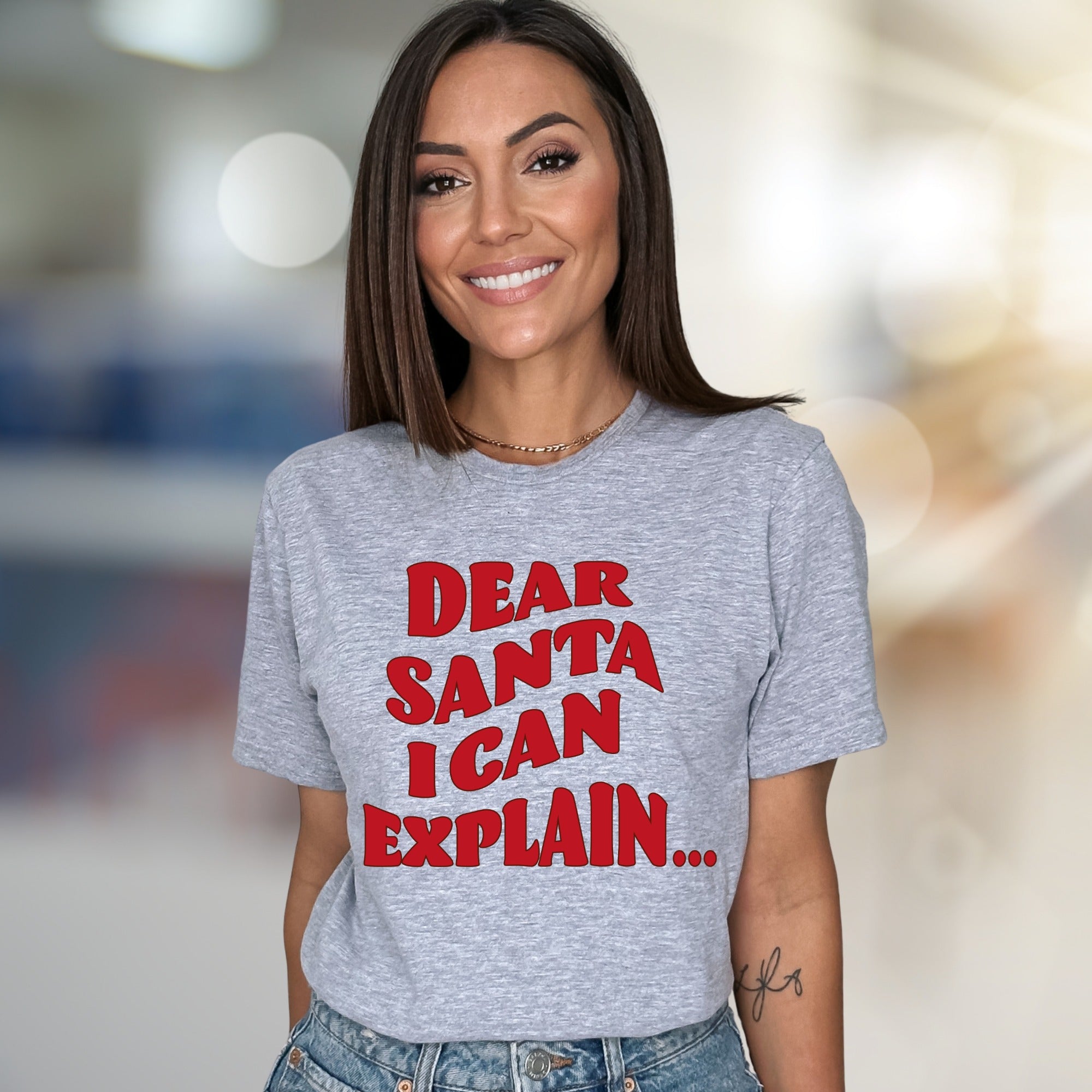 "Dear Santa I Can Explain..." Humorous Christmas Graphic Tee, a Festive Pick for Holiday Lovers