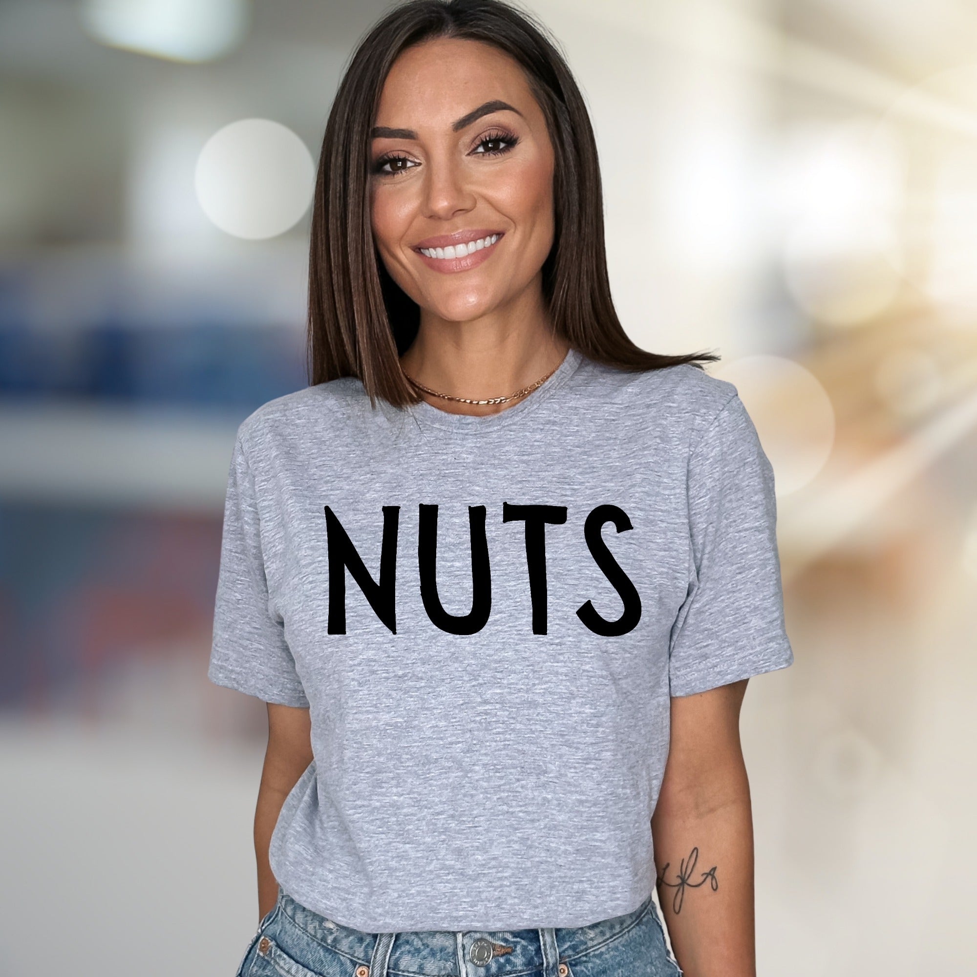 "NUTS" Humorous Graphic Tee, a Bold Statement for Playful Personalities