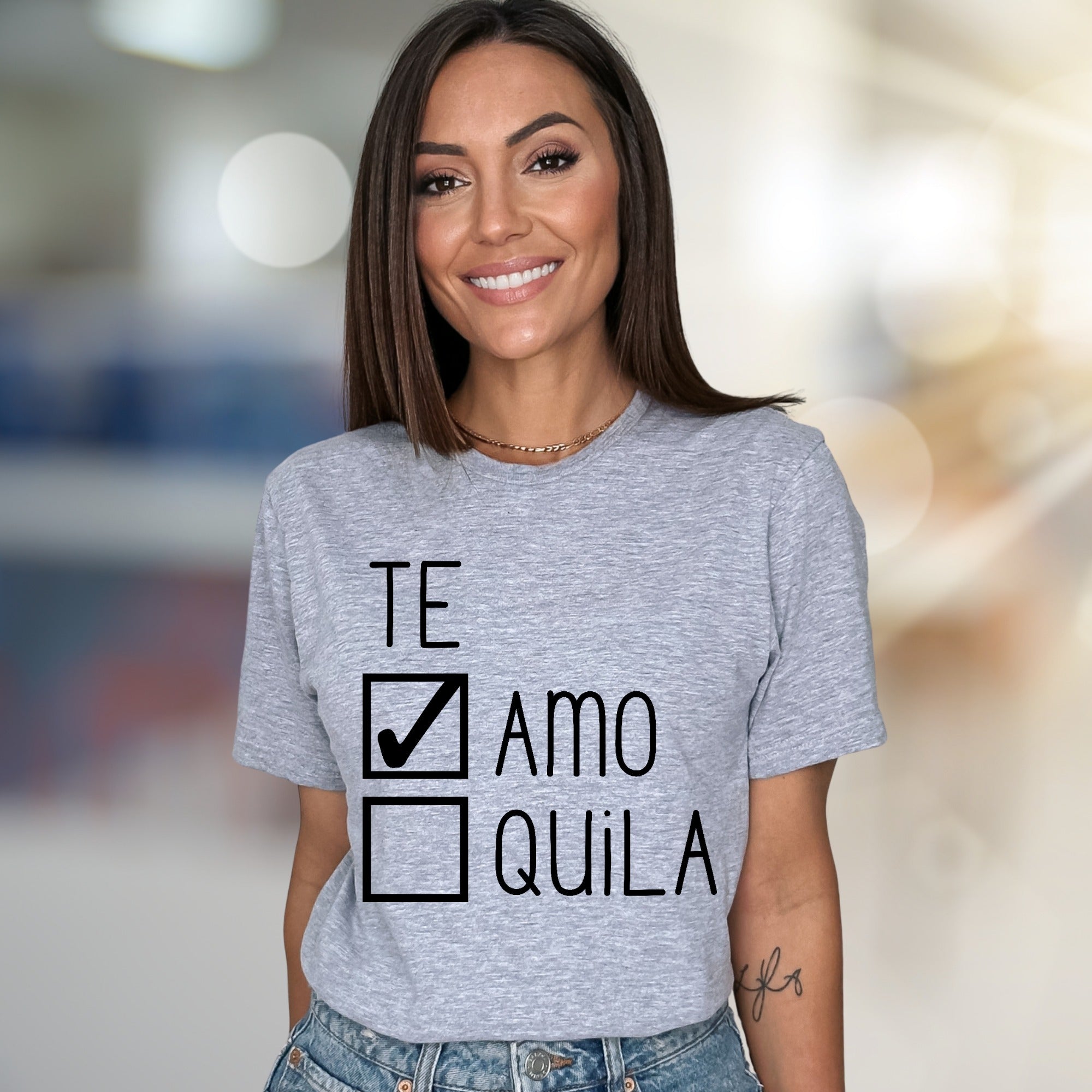 "Te Amo" vs "Tequila" Checkbox Graphic Tee, A Playful Choice for Fun-Lovers