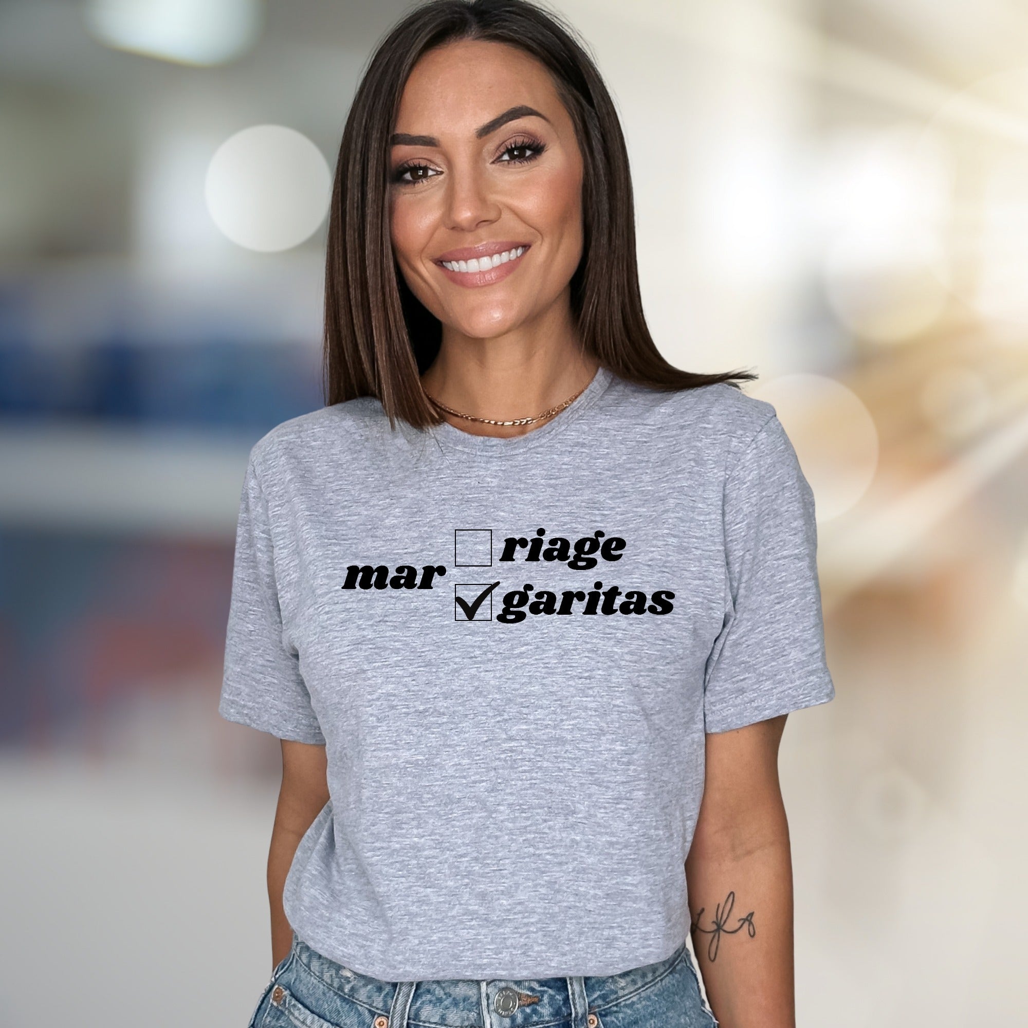 "mar garitas" Funny Checkbox Graphic Tee, A Humorous Pick for Margarita Lovers