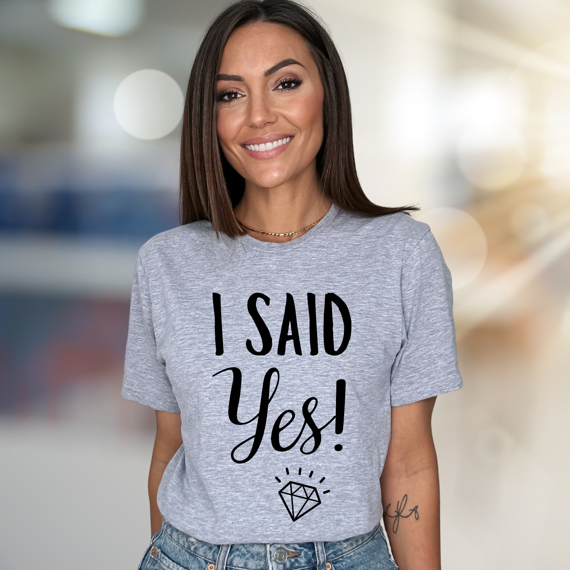 "I Said Yes!" Engagement Graphic Tee, a Bridal Party Pick for Brides-to-Be