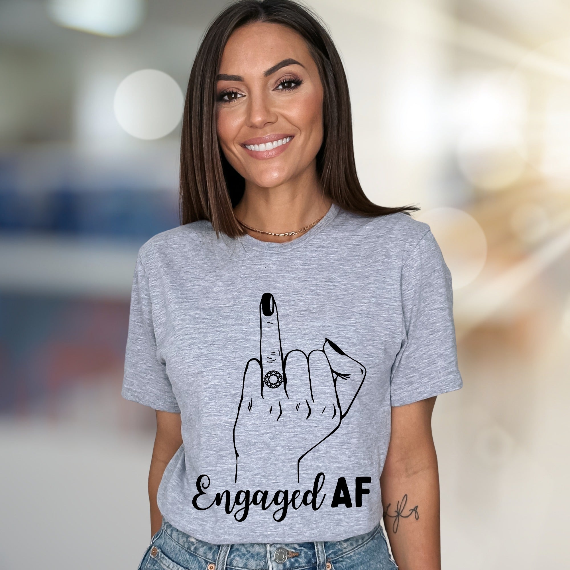 "Engaged AF" Funny Engagement Graphic Tee, a Celebration Pick for Brides-to-Be