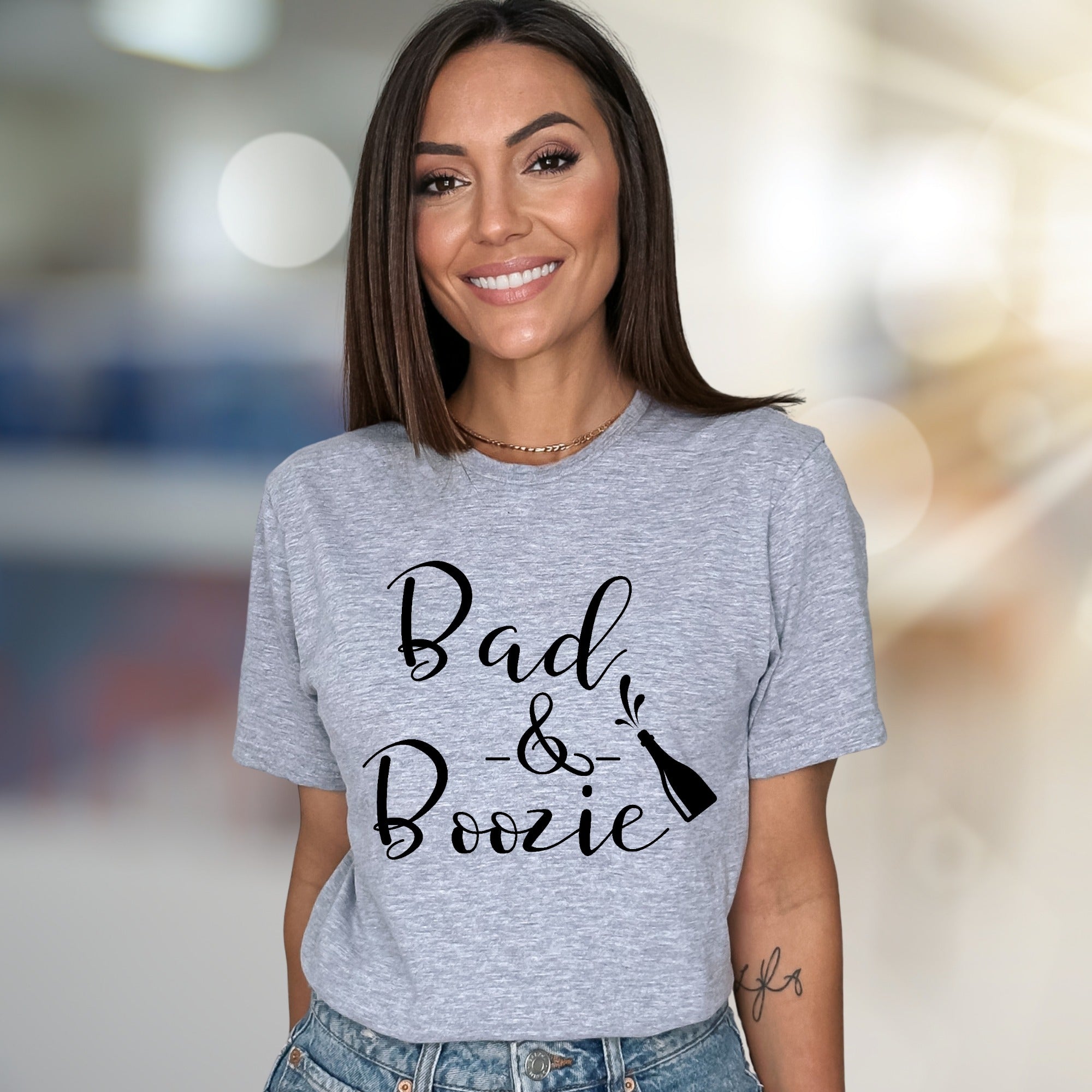 "Bad & Boozie" Party Lifestyle Graphic Tee, a Fun Night Out Pick for Celebration Lovers