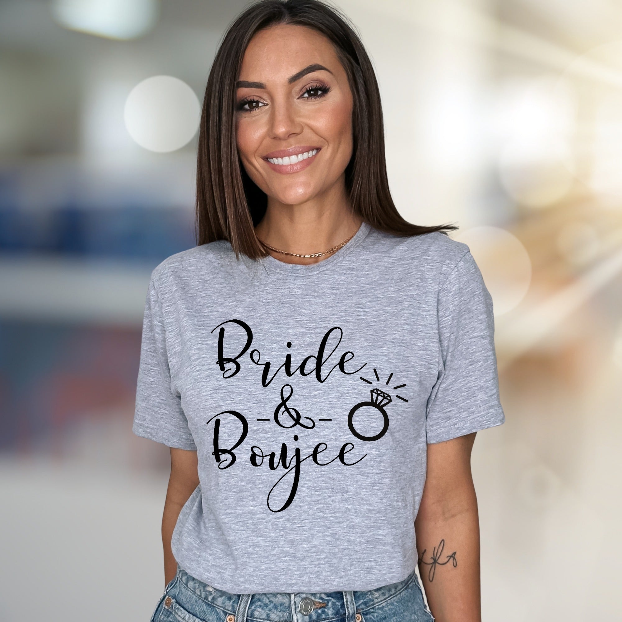 "Bride & Boujee" Wedding Ring Graphic Tee, a Bachelorette Party Pick for Future Wives