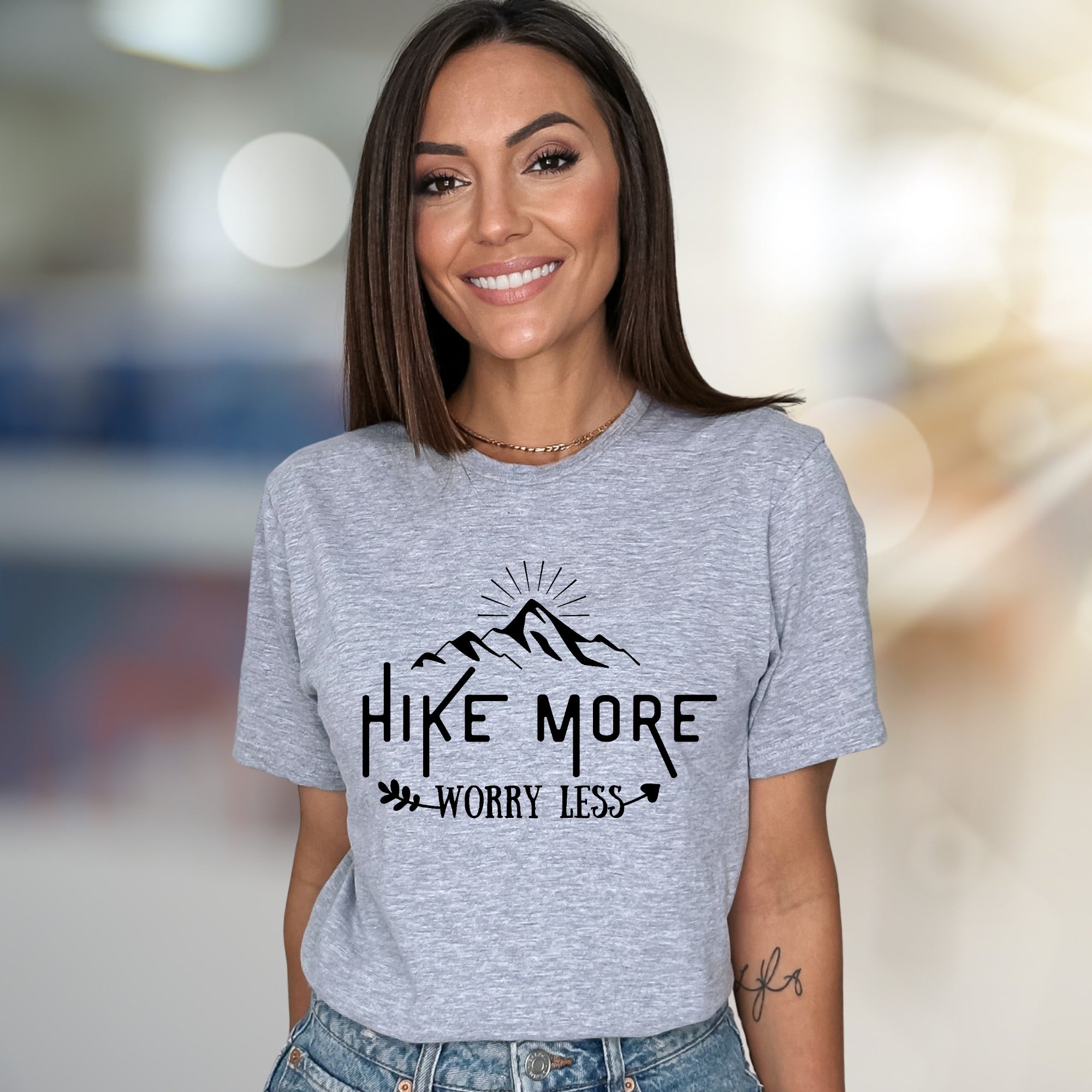 "Hike More Worry Less" Mountain Graphic Tee, a Nature-Lover's Unisex Pick