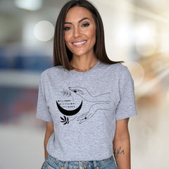 Moonlit Hands & Botanicals Graphic Tee, a Mystical Apparel for Spiritual Souls