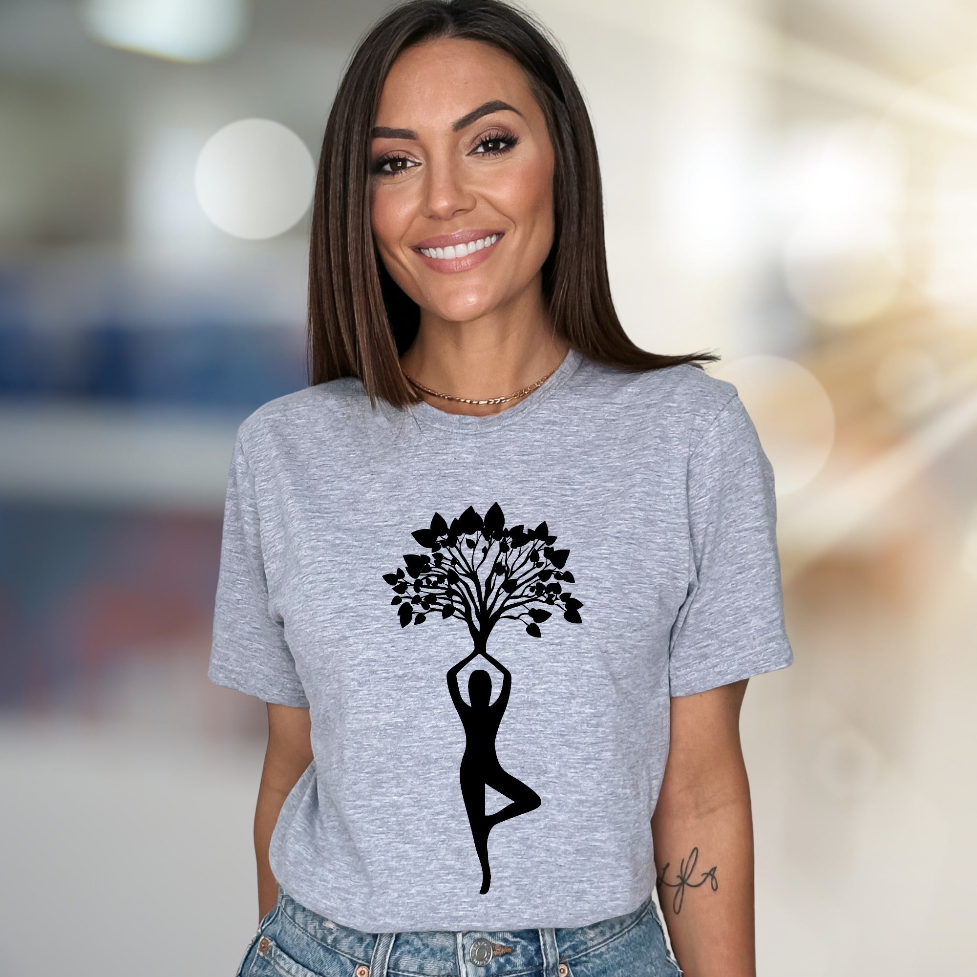 Zen Tree Pose Yoga Graphic Tee, A Spiritual Lifestyle Pick for Wellness Enthusiasts