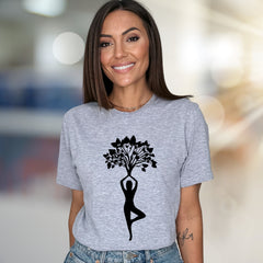 Zen Tree Pose Yoga Graphic Tee, A Spiritual Lifestyle Pick for Wellness Enthusiasts