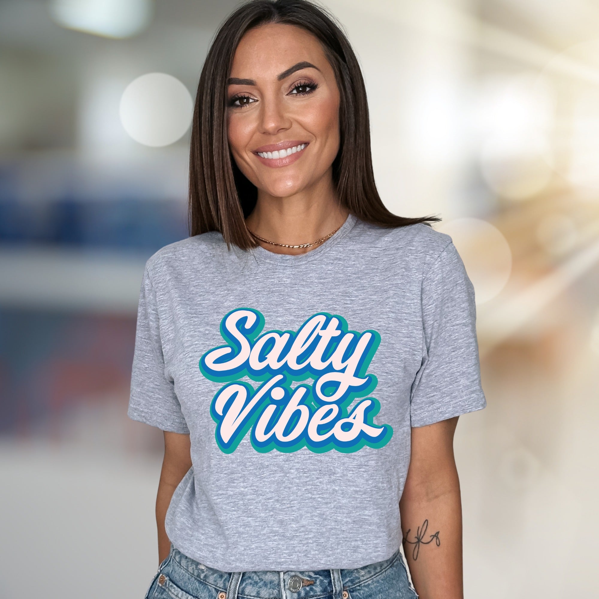 "Salty Vibes" Retro Summer Graphic Tee, a Beachy Pick for Free Spirits