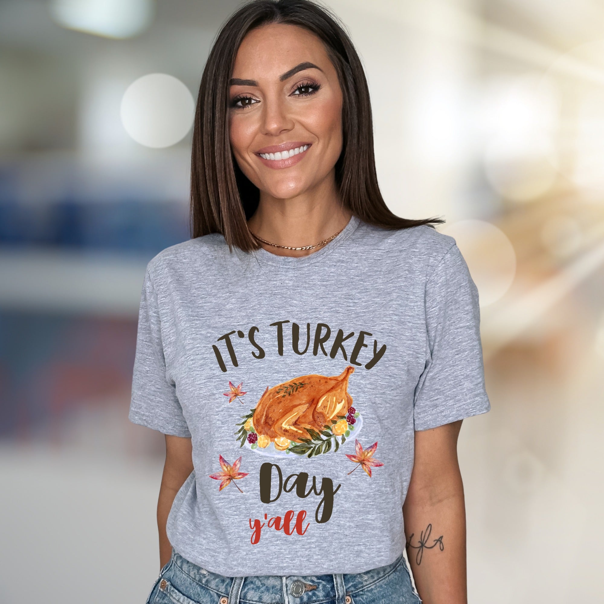 "It's Turkey Day Y'all" Festive Graphic Tee, a Southern Charm Pick for Celebration Lovers