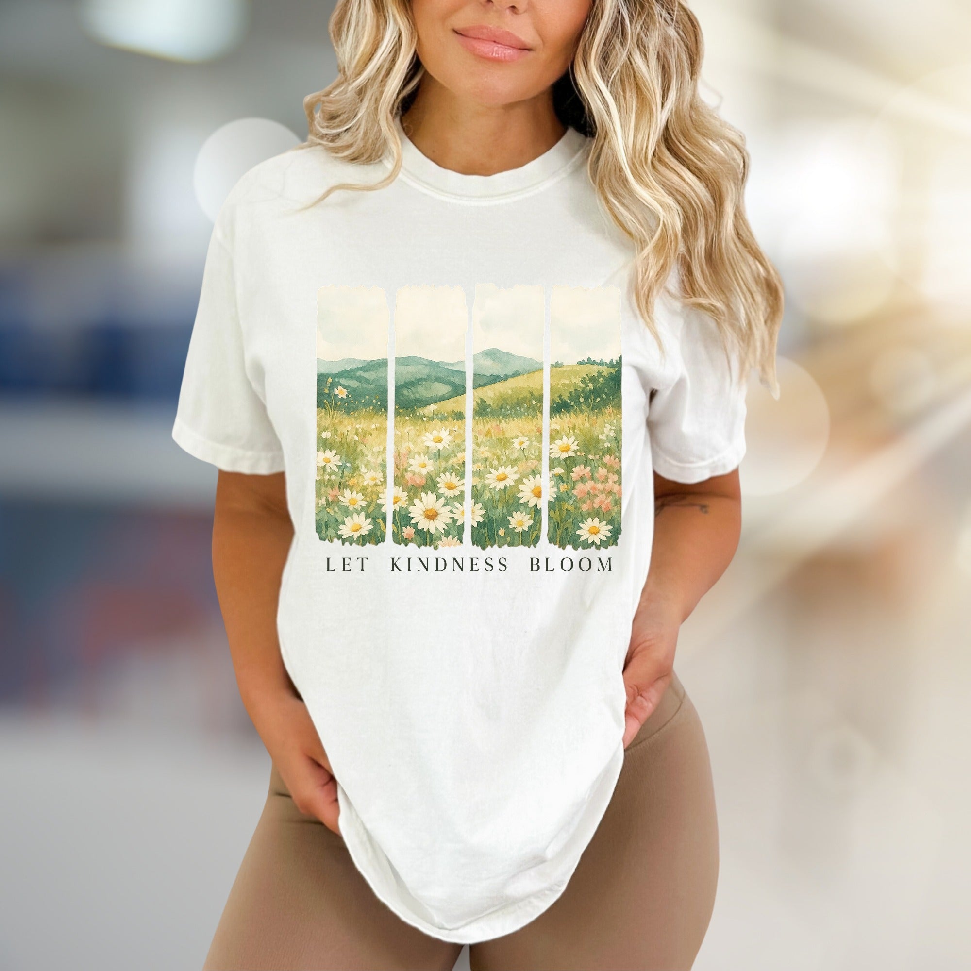 "Let Kindness Bloom" Meadow Graphic Tee, a Nature-Inspired Pick for Uplifters