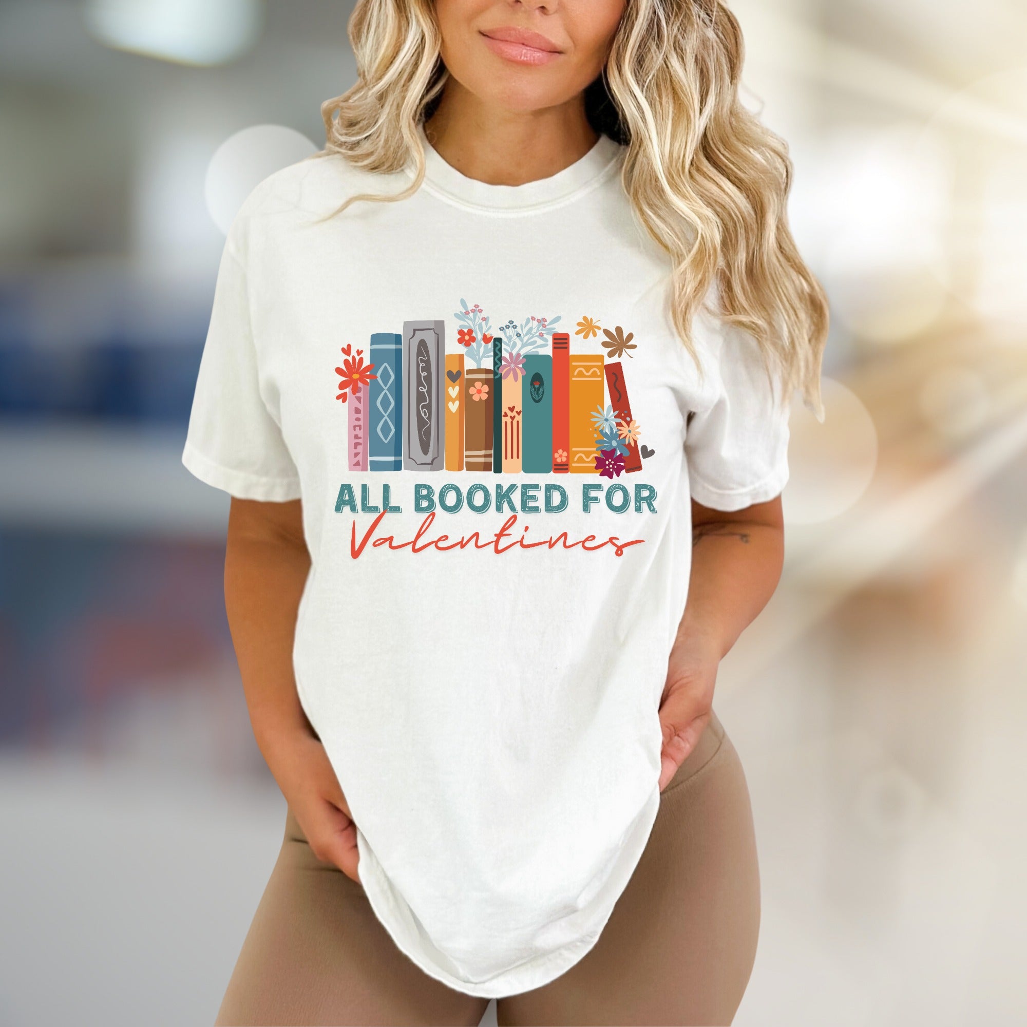 "ALL BOOKED FOR Valentines" Bookworm Graphic Tee, a Sweet Reader's Pick for Book Lovers